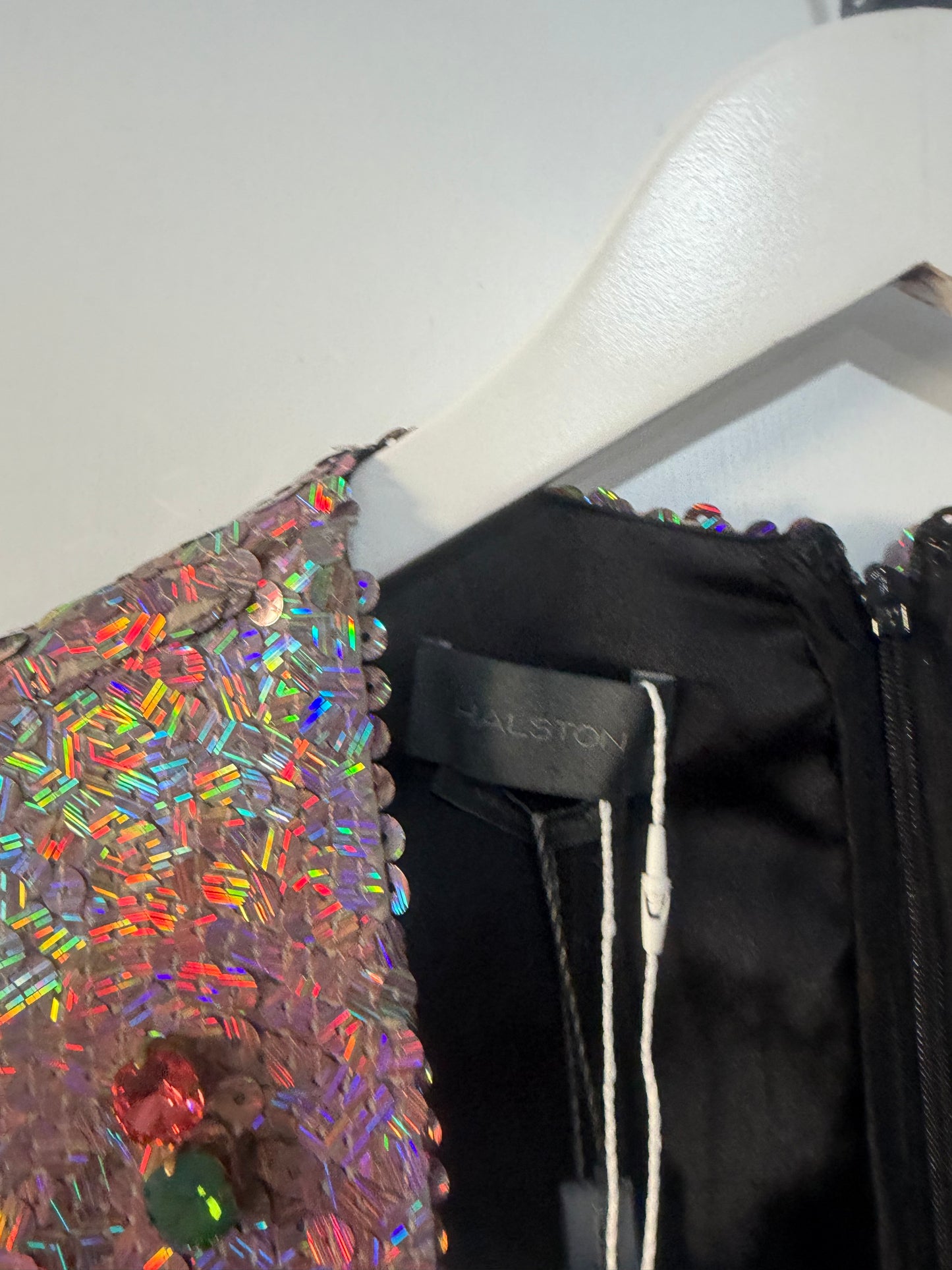 Black Sequin Halston Brand New Dress, Size 42 (Fits UK 10)