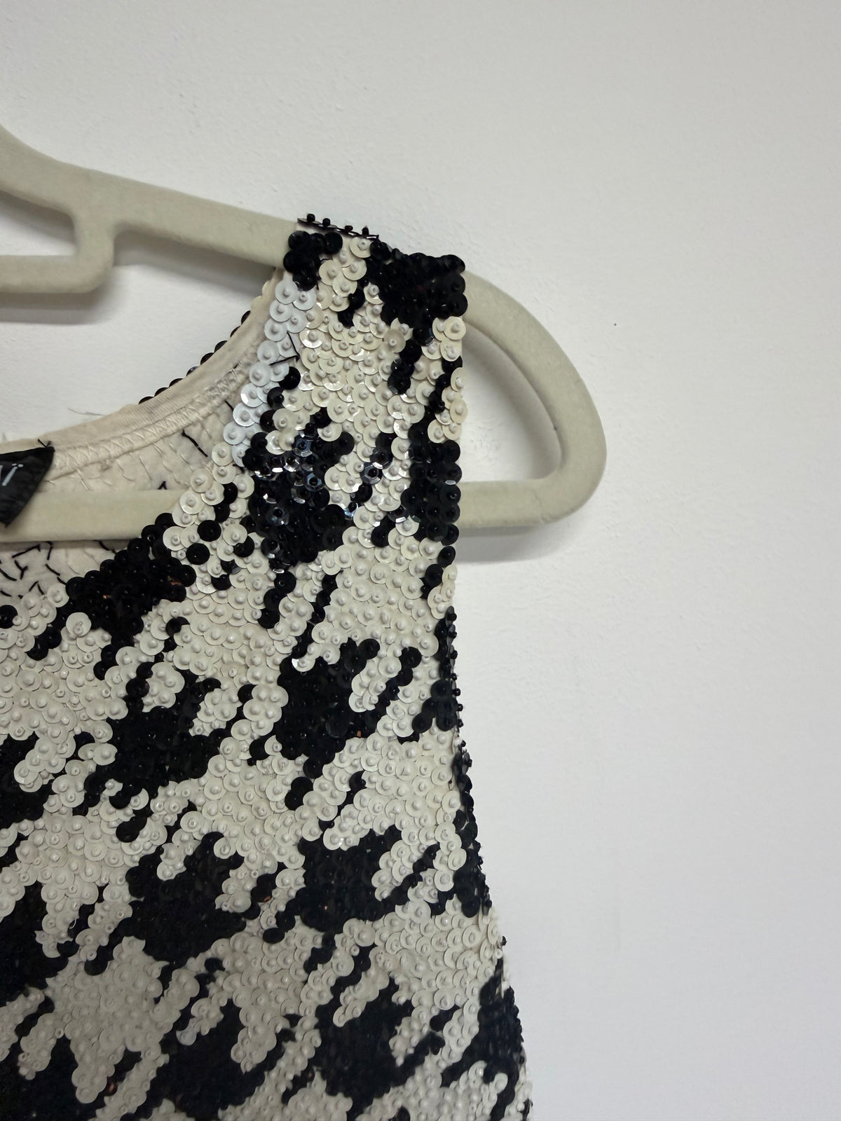 Preloved Kookai Sequin Dress Size S/M Black and White Houndstooth