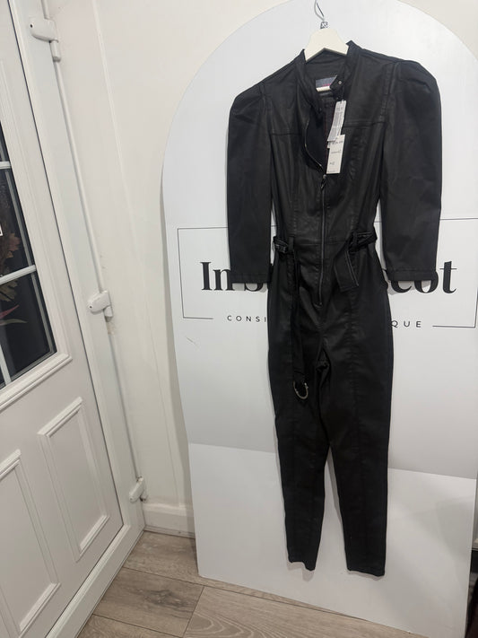 Black Leather Guess Brand New Jumpsuit, Size XS