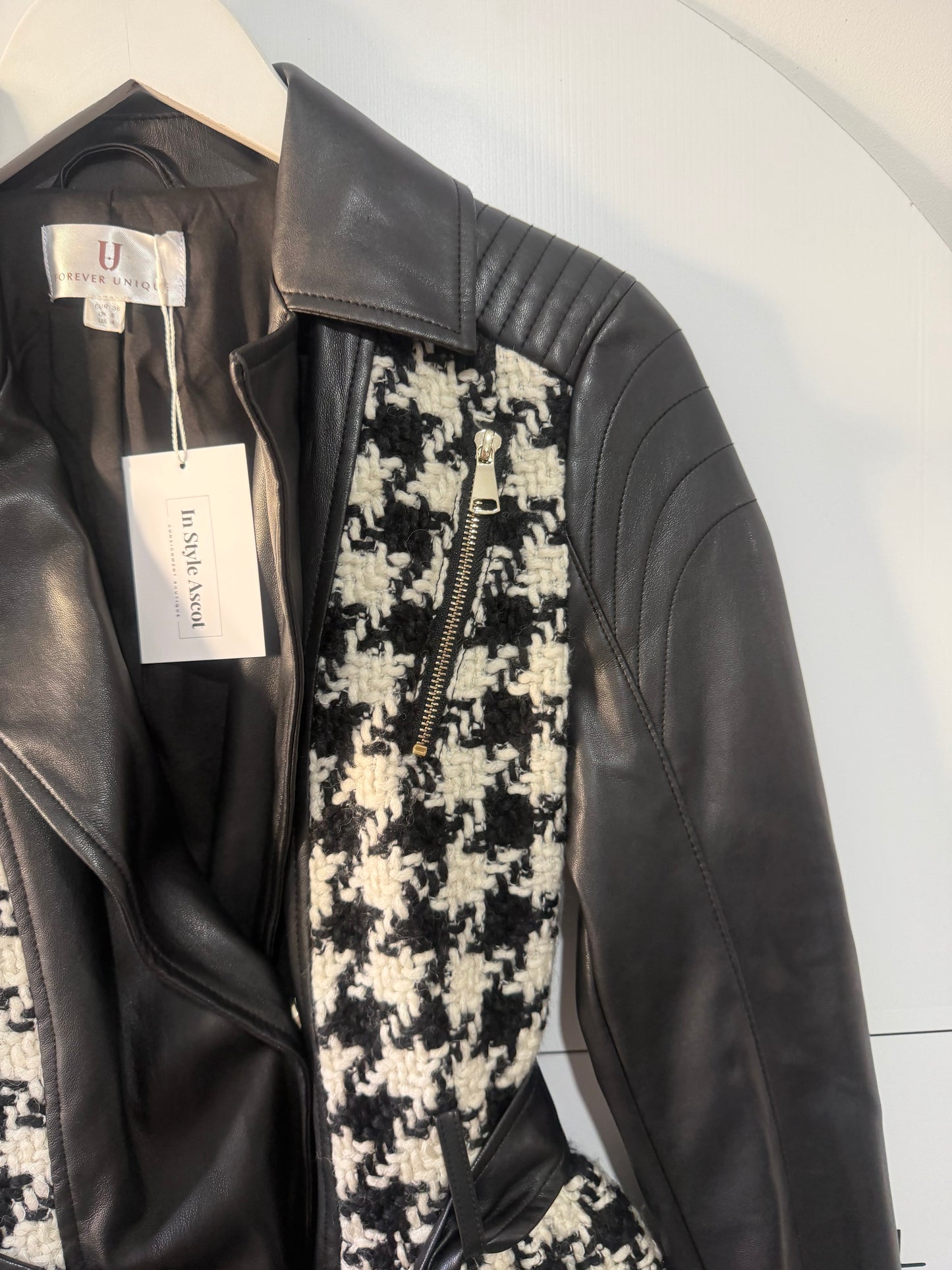 Black & White Forever Unique Leather jacket, UK 8