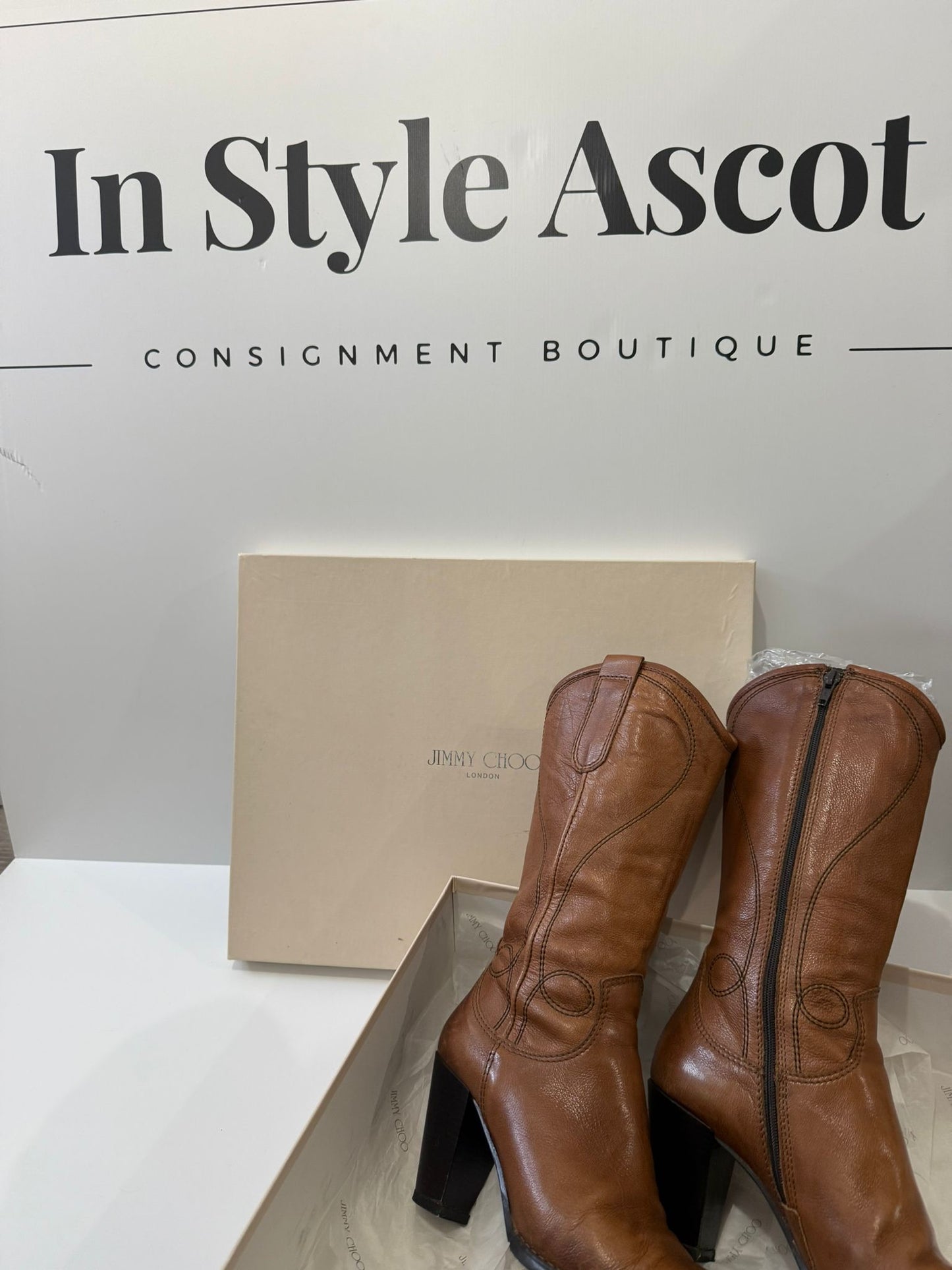 Brown Balmain Cowboy boots, 39/6
