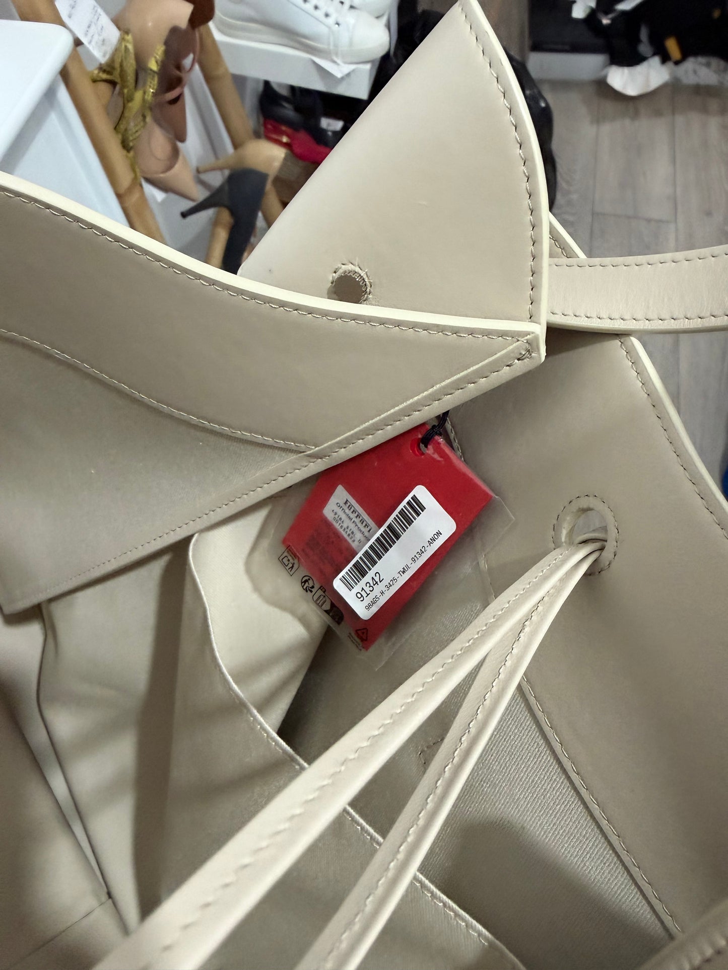 Pre-owned but New, Blue and Stone Leather Ferrari X Charles Leclerc Travel Tote, Large, BRAND NEW