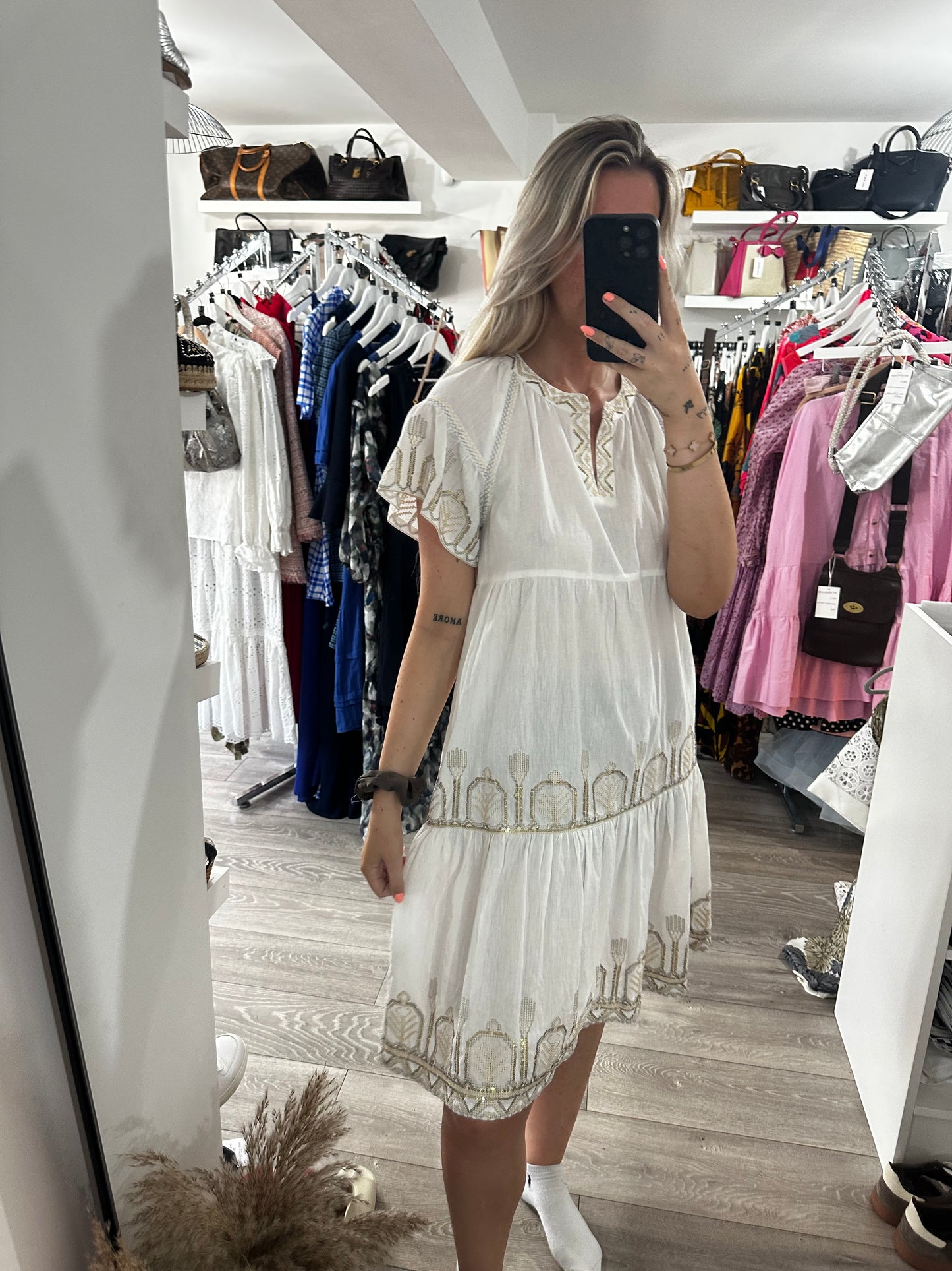 White Rose and rose Dress, Small