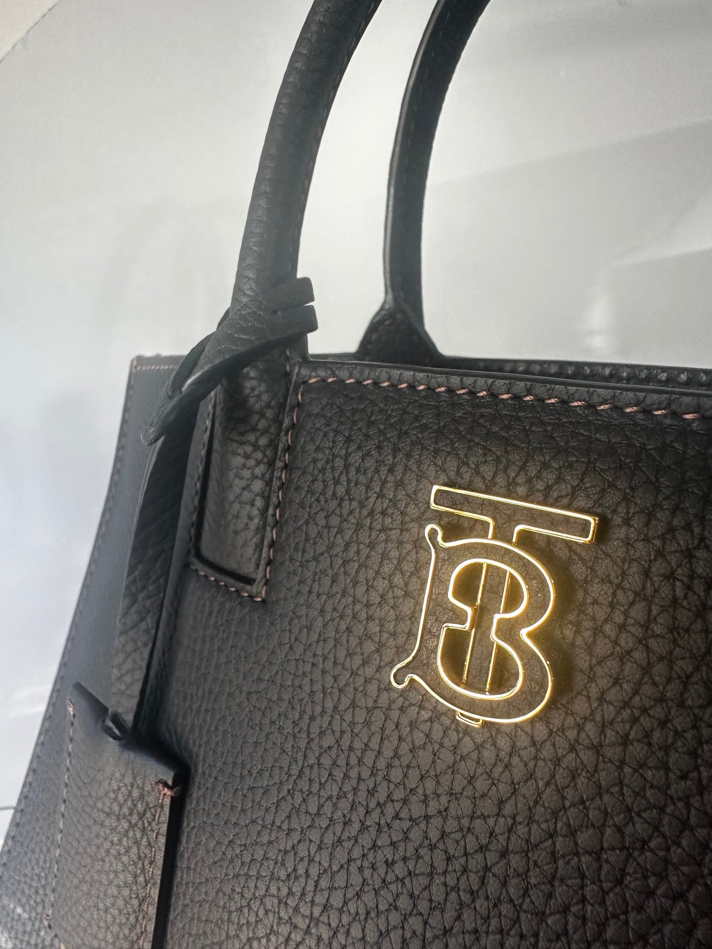 Black Burberry Frances Mini Leather Top Handle