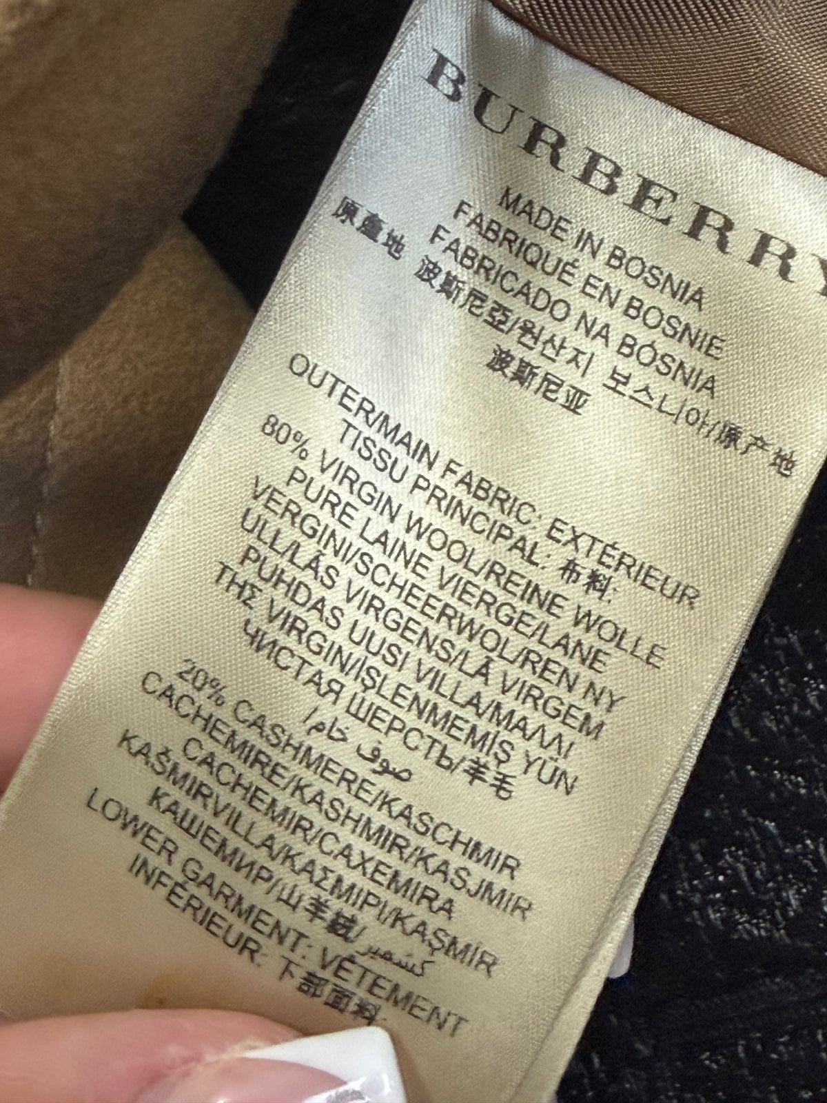 Preloved Burberry Coat UK 8 Beige, Black Leather and Beige