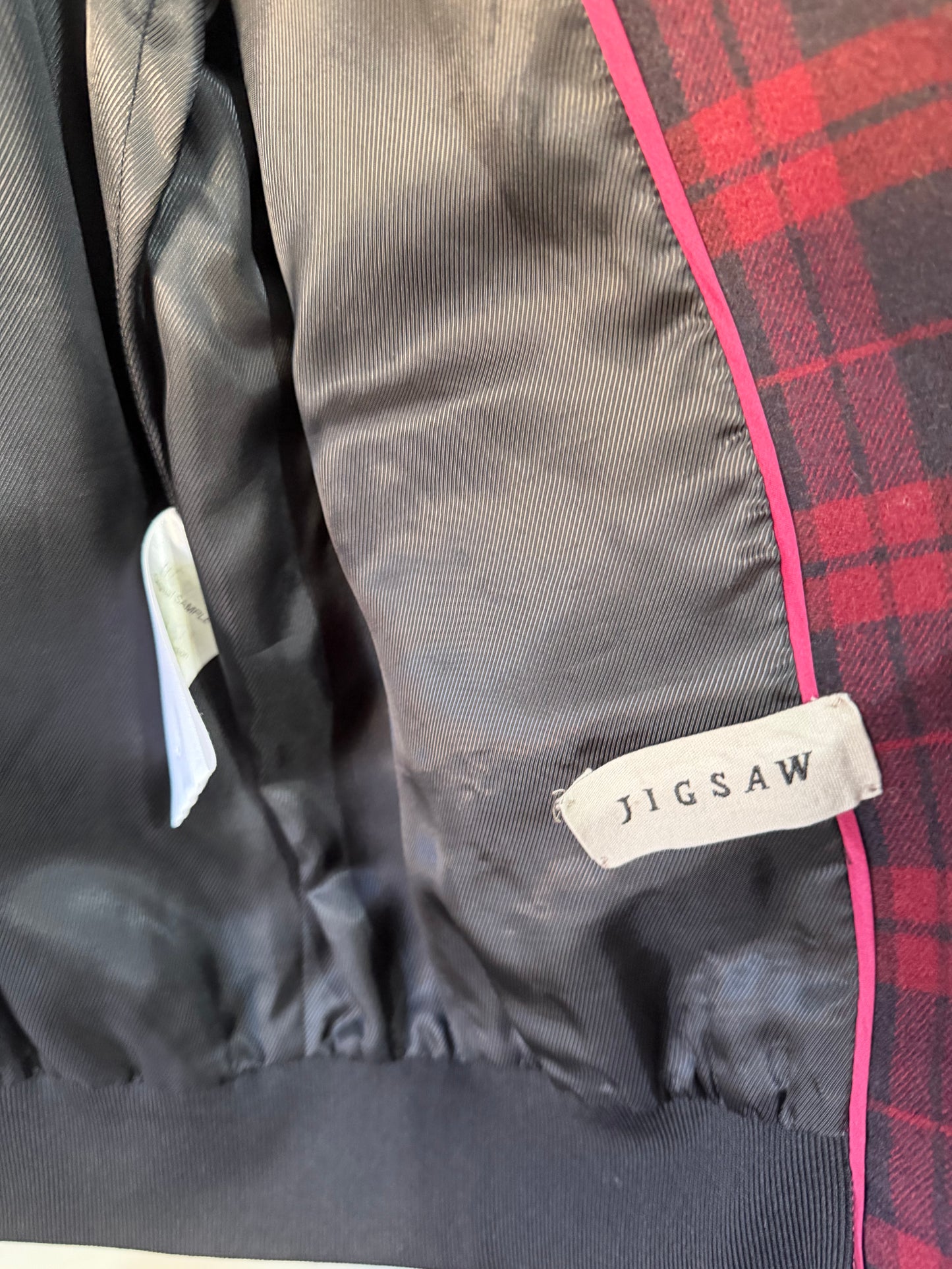 Checkered Jigsaw Bomber Jacket, Size 10/12