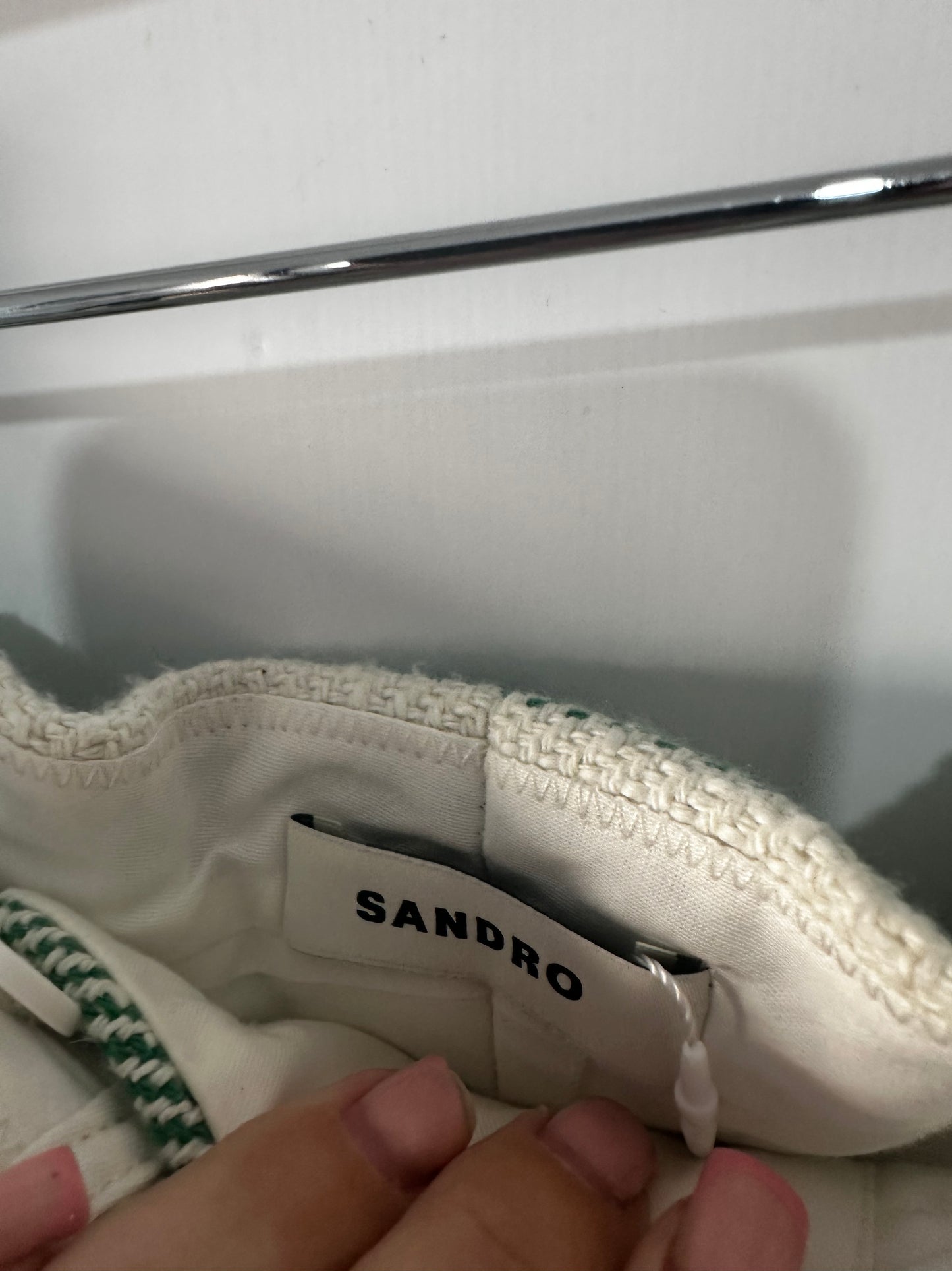 Green & White Sandro Shorts, Size 10
