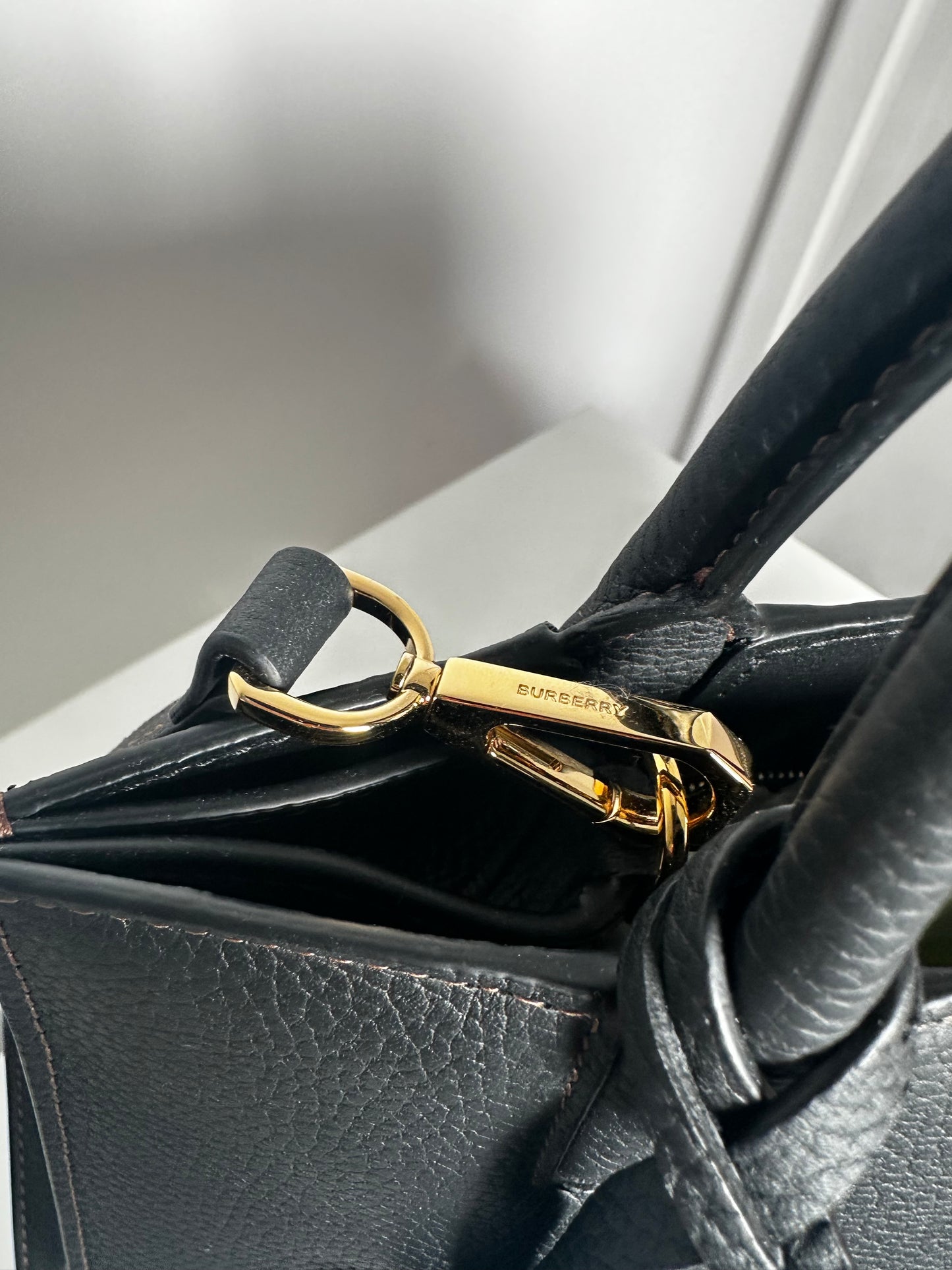 Black Burberry Frances Mini Leather Top Handle