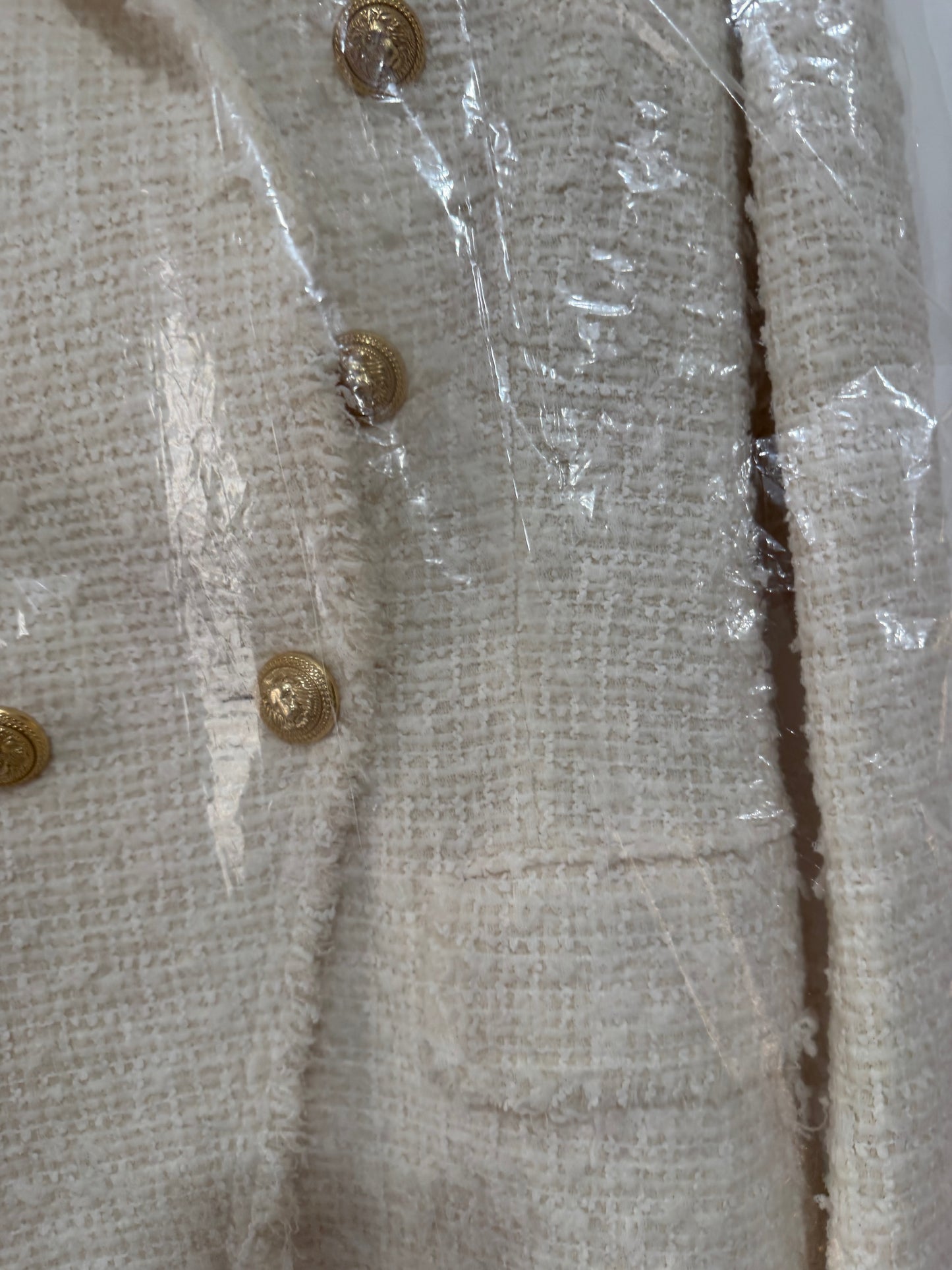 Preloved Balmain Blazer Size XS UK 6 White with Gold Buttons