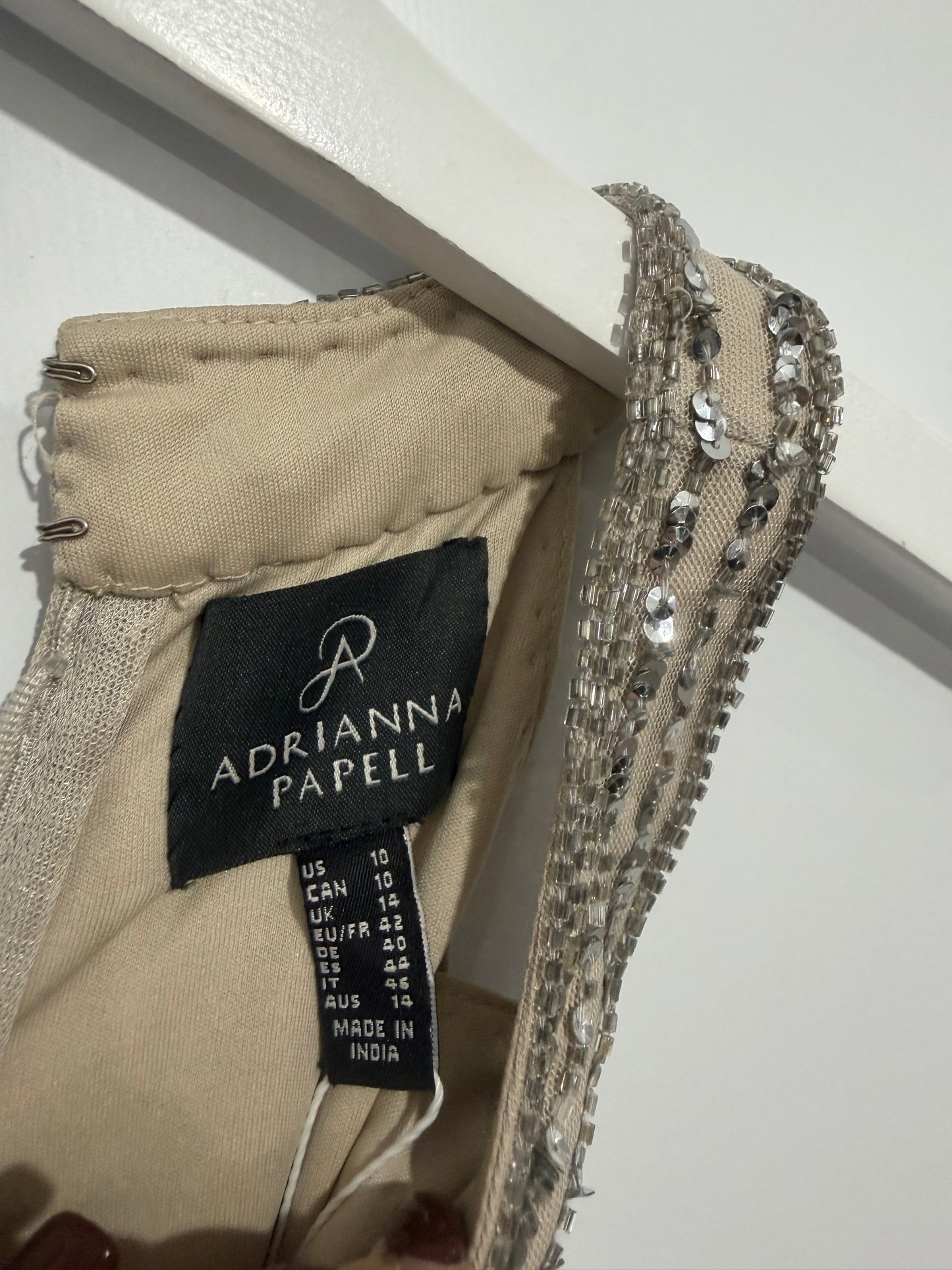 Silver Adrianna Papell Ballgown, Size 14 but fits 12/14