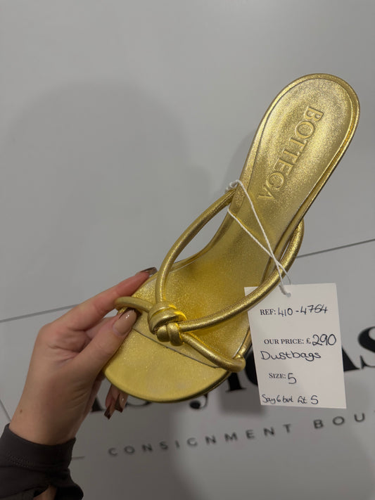 Gold Bottega Veneta Sandals, Size 39 but fit 38.38.5