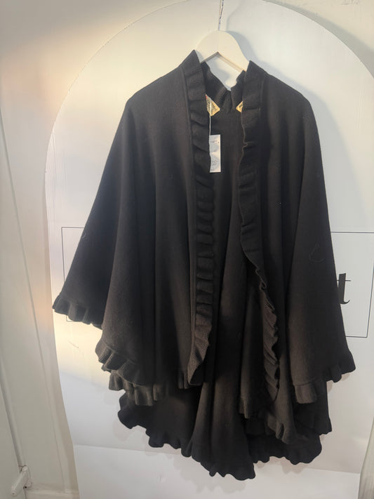 Black Lambswool Poncho/Cape