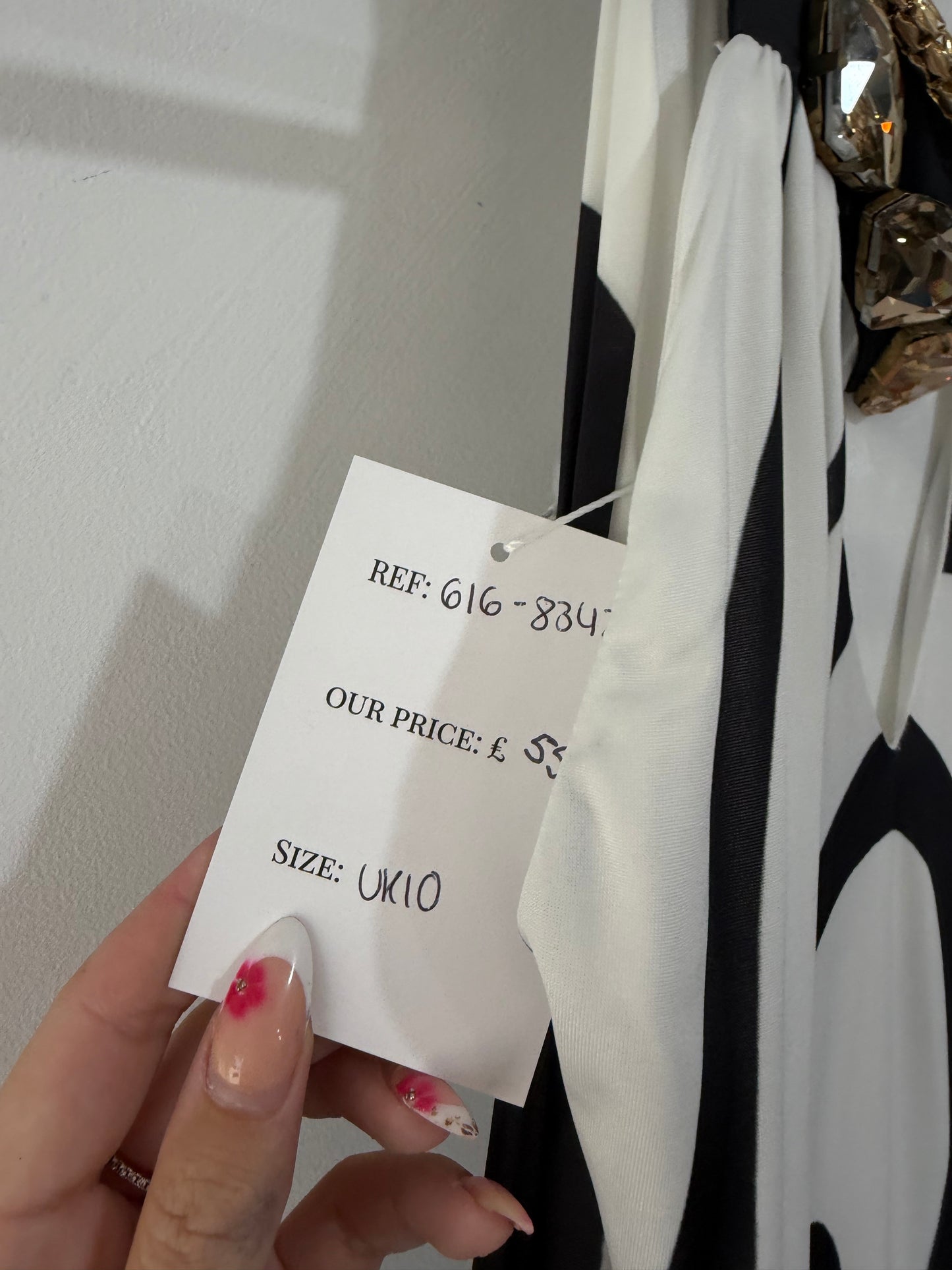 Preloved, Black/White Unbranded Dress, UK 10