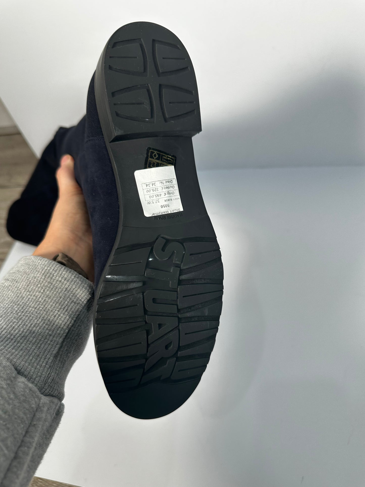 Navy Suede Stuart Wietzman Knee High Boots, Size 4.5/5