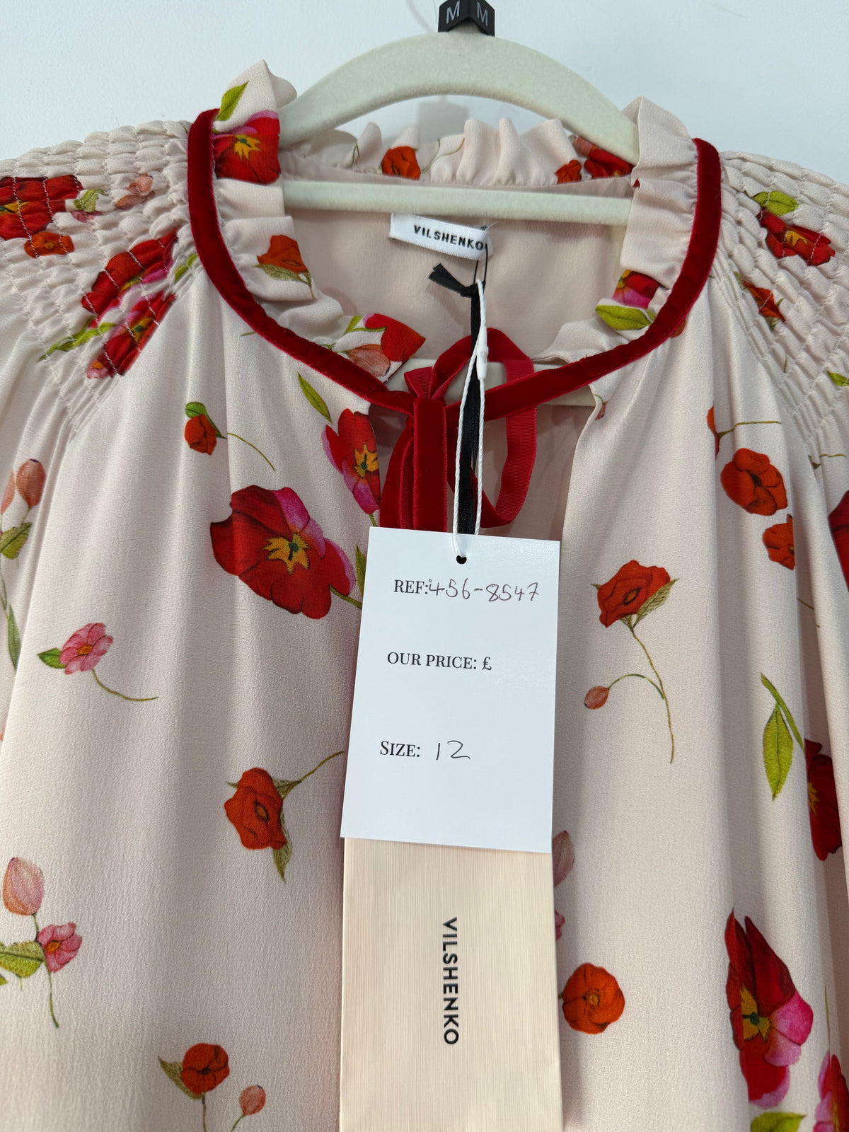 Preloved BRAND NEW Red floral pattern Vilshenko Dress, Size 12