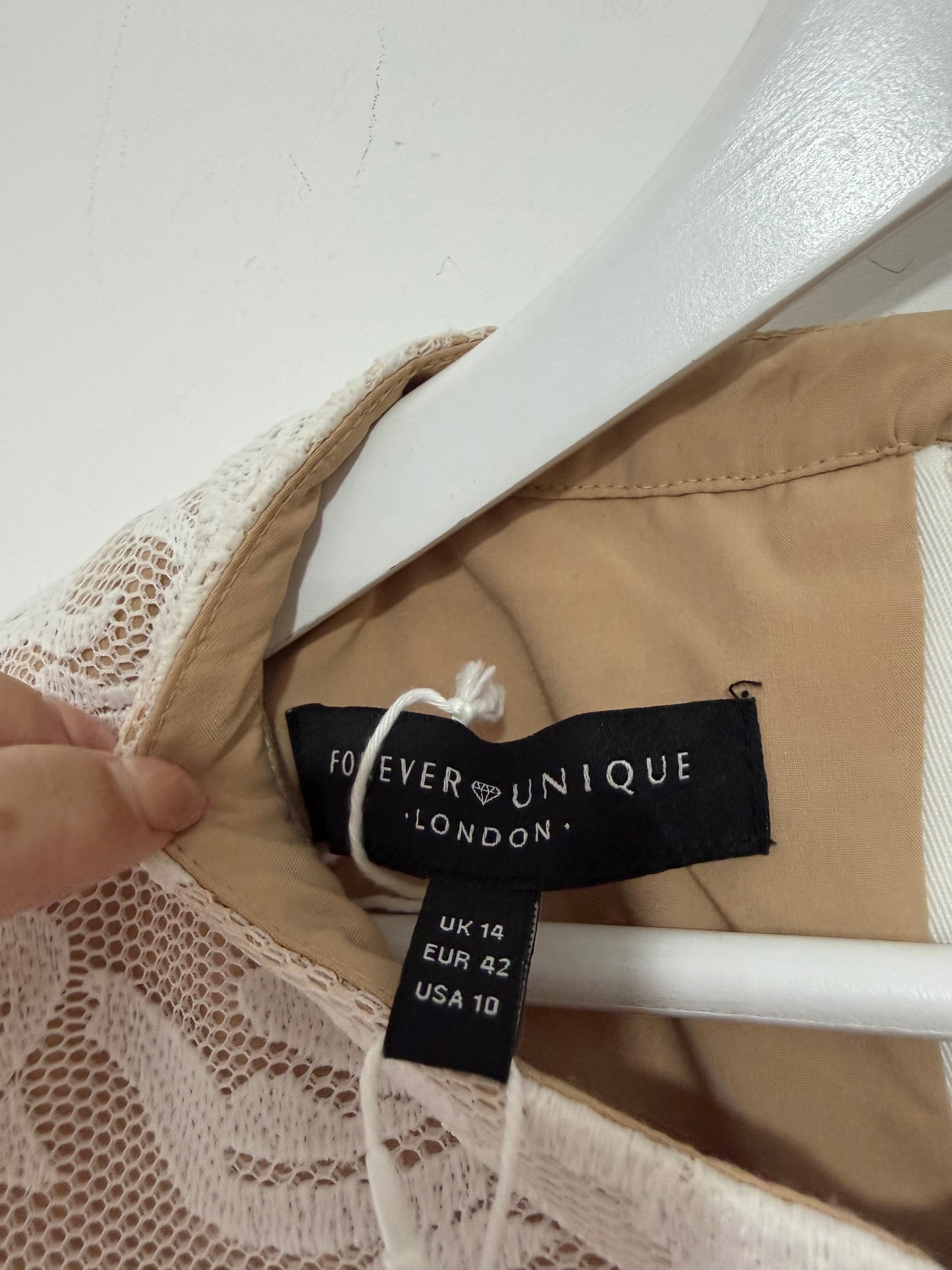 Preloved white Forever unique Dress, Size 14