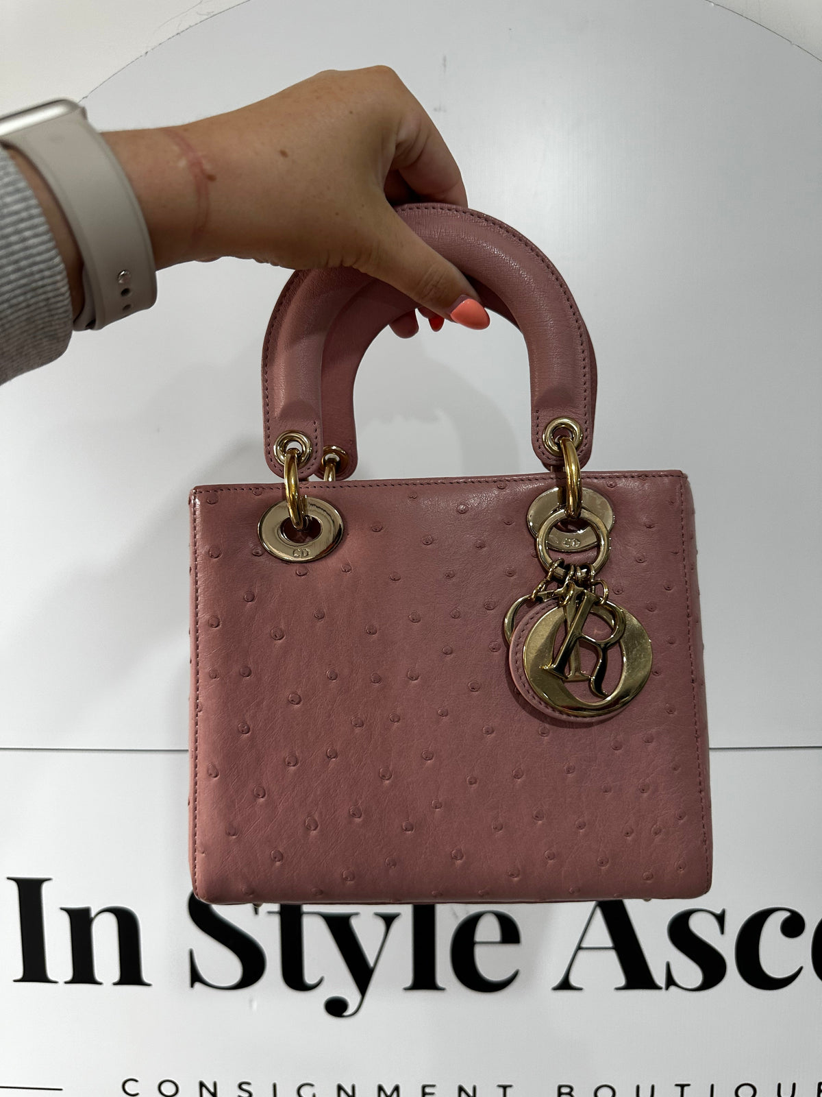 Preloved Pink & Gold Christian Dior Handbag, Small