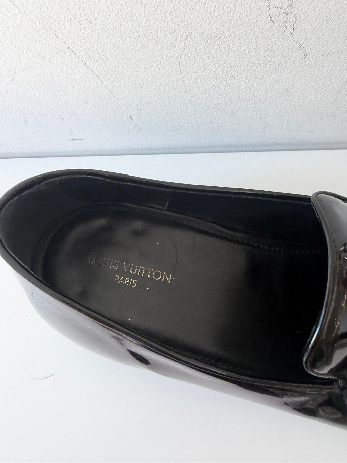 Preloved Black Patent Louis Vuitton Loafers, Size 7
