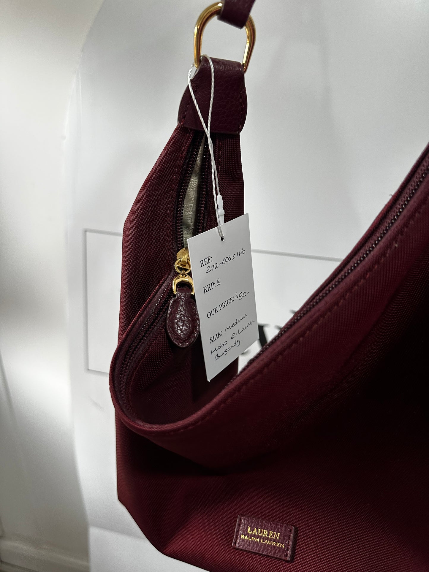 Burgundy Ralph Lauren Medium Hobo Handbag