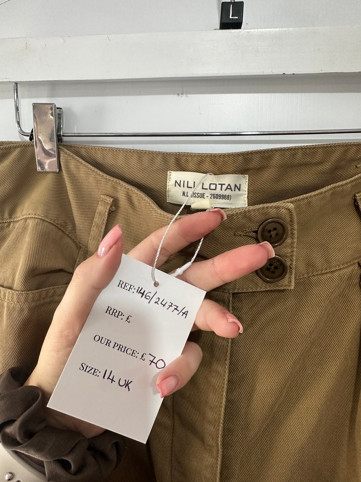 Beige Brown Nili Lotan Trousers, Size 14