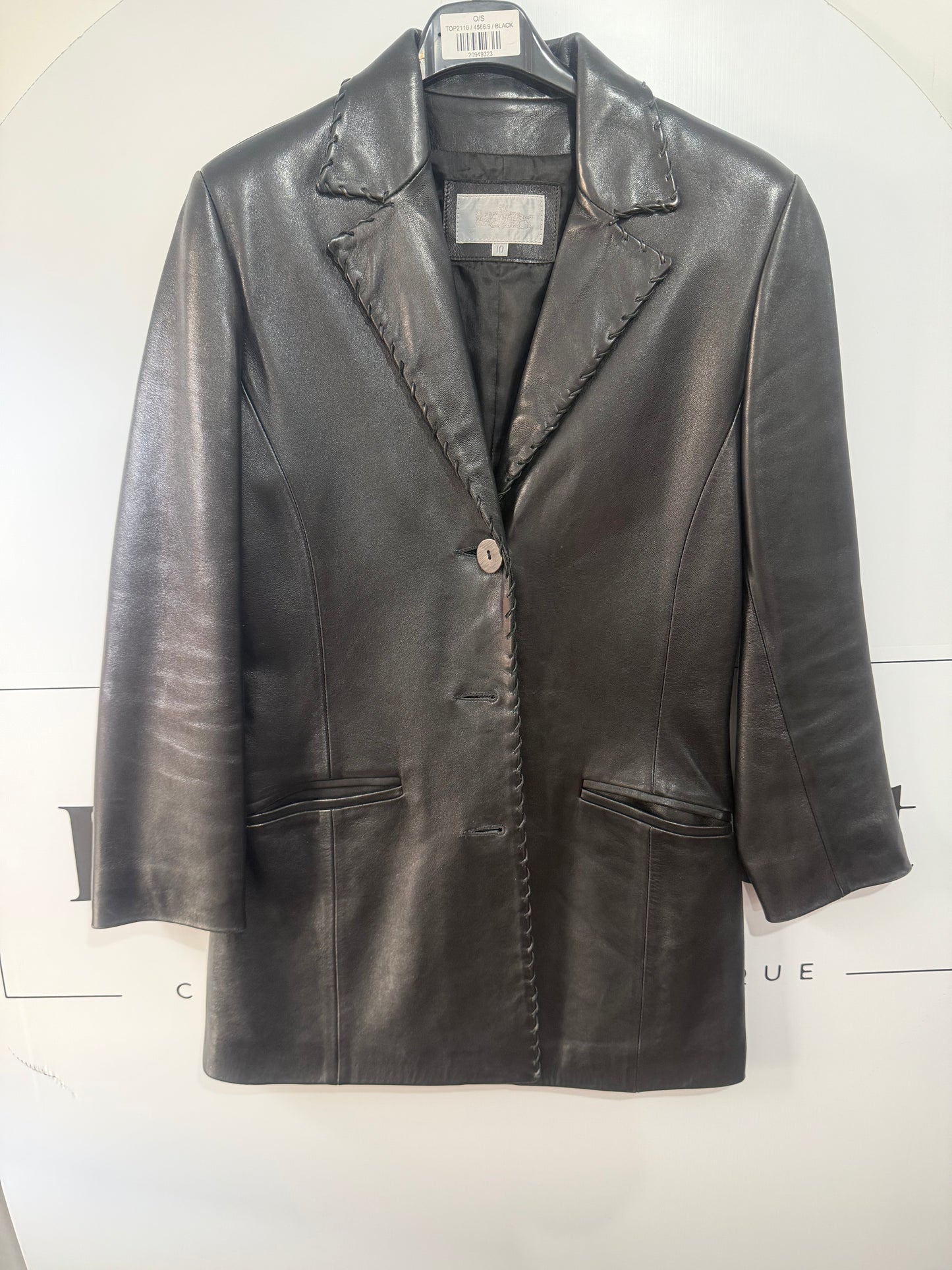 Leather Black Jane Norris Blazer, Small