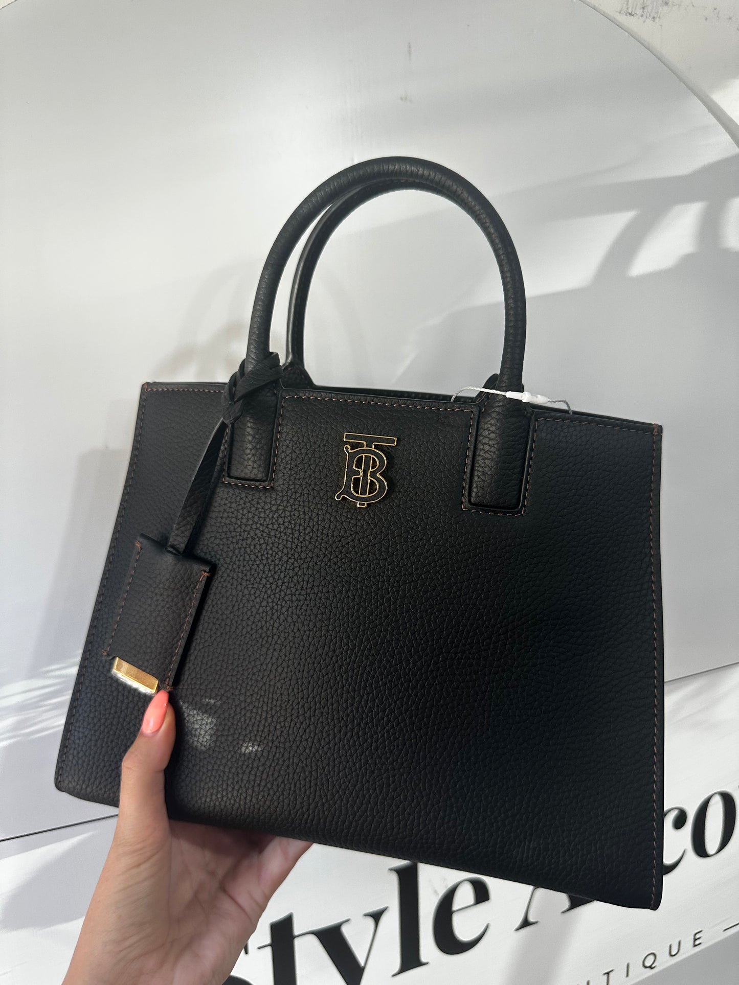 Black Burberry Frances Mini Leather Top Handle
