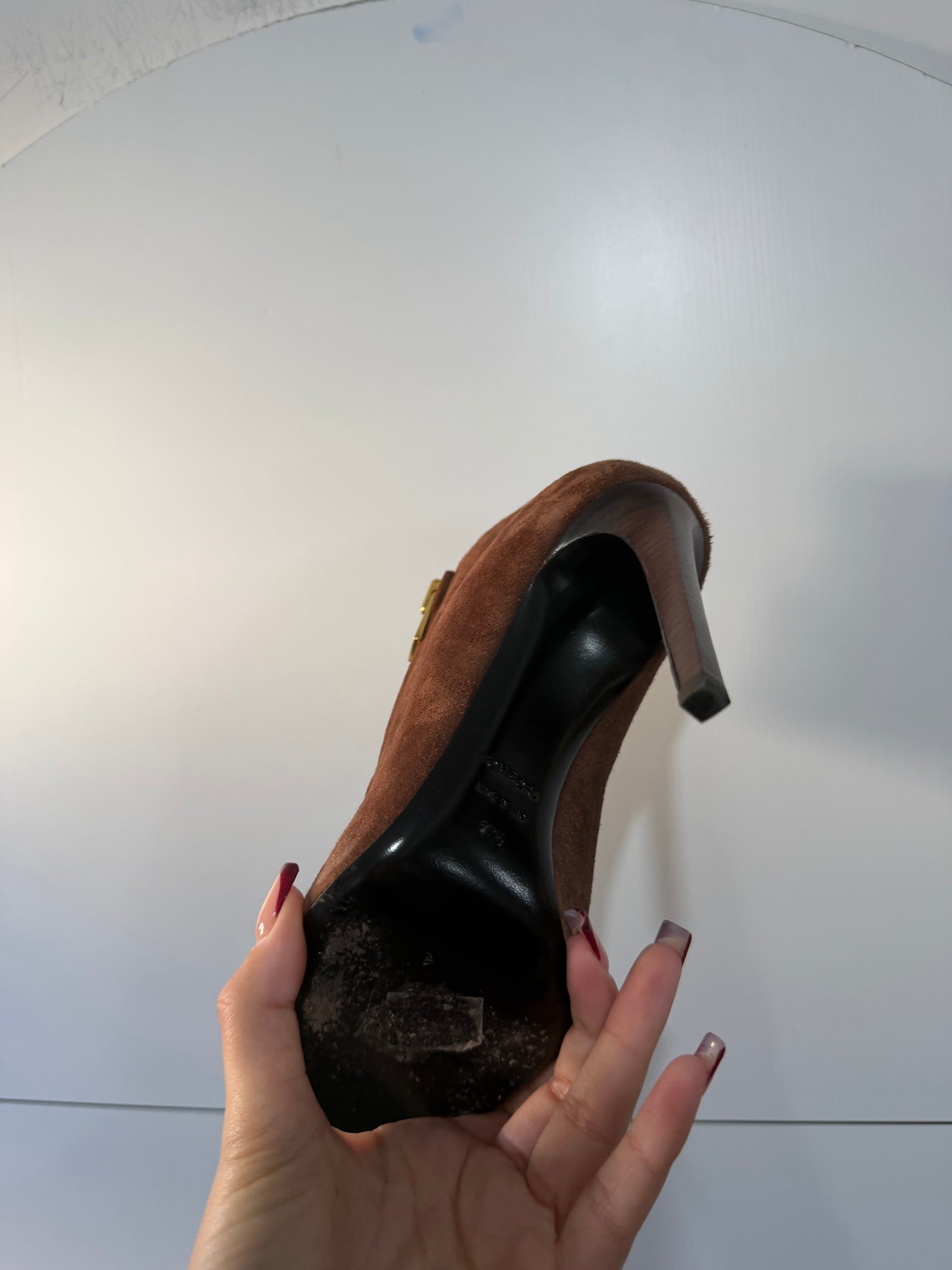 Brown Tom Ford Heeled Suede Boots, Size 4.5