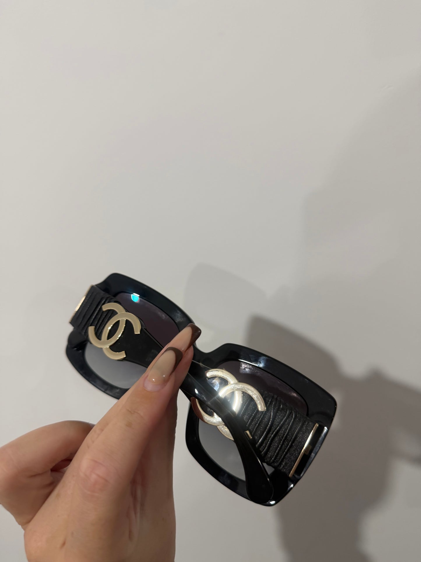 Black and Calfskin Chanel Sunglasses