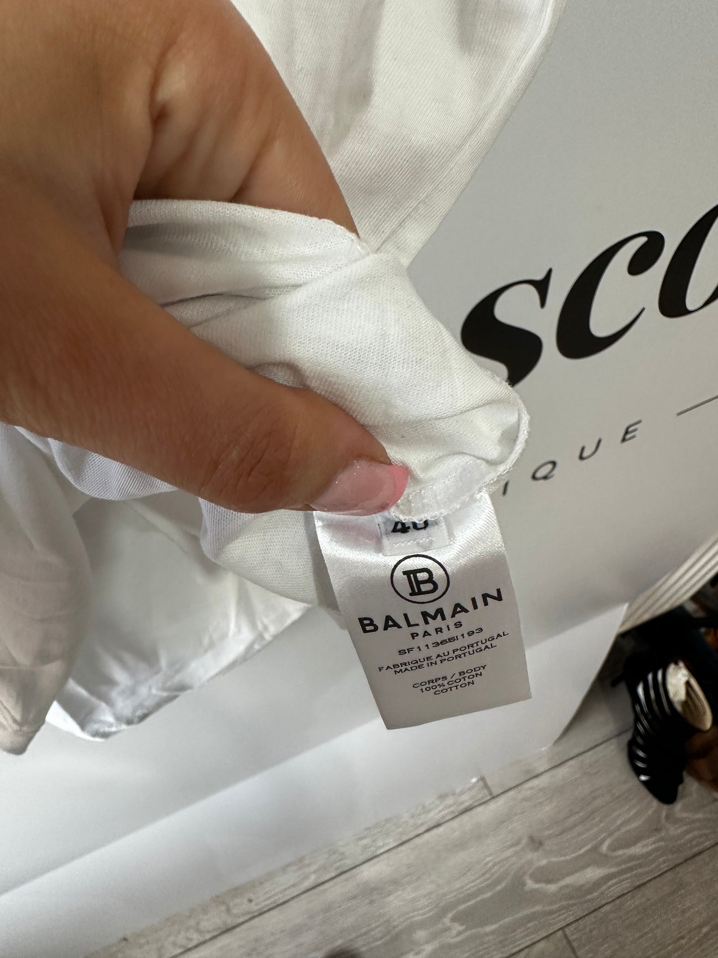 White & Gold Balmain Top, Size 12