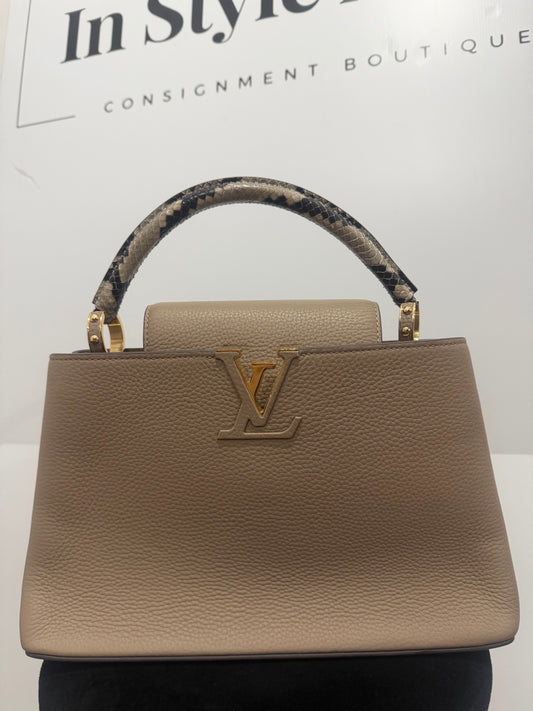Taupe Neutral and Python Louis Vuitton Handbag