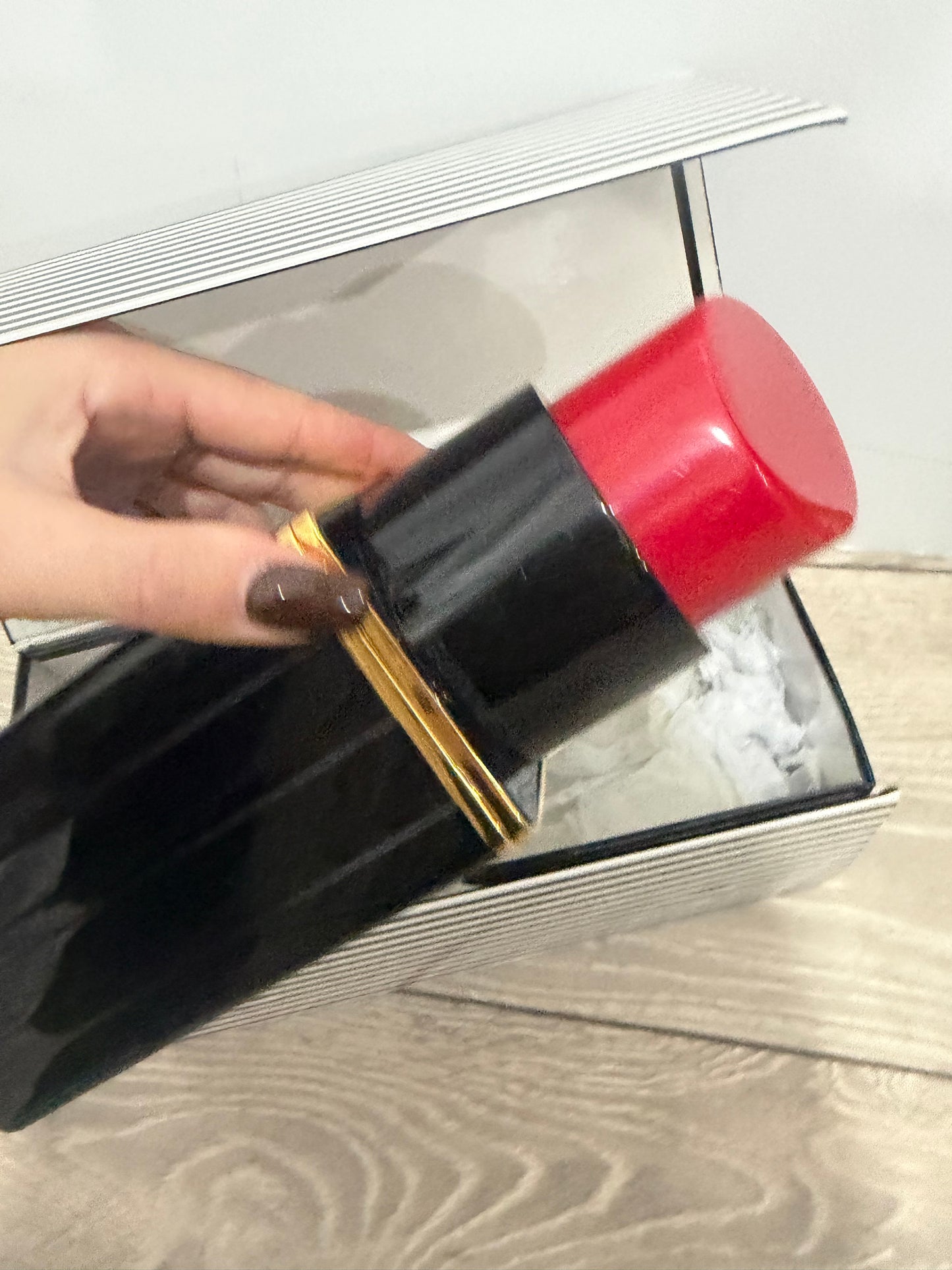 Black Red Lulu Guinness Lipstick Bag Boxed - Gift Idea!