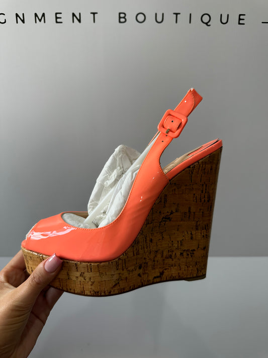 Orange Christian Louboutin Wedges, size 40.5 - fit 6.5/7