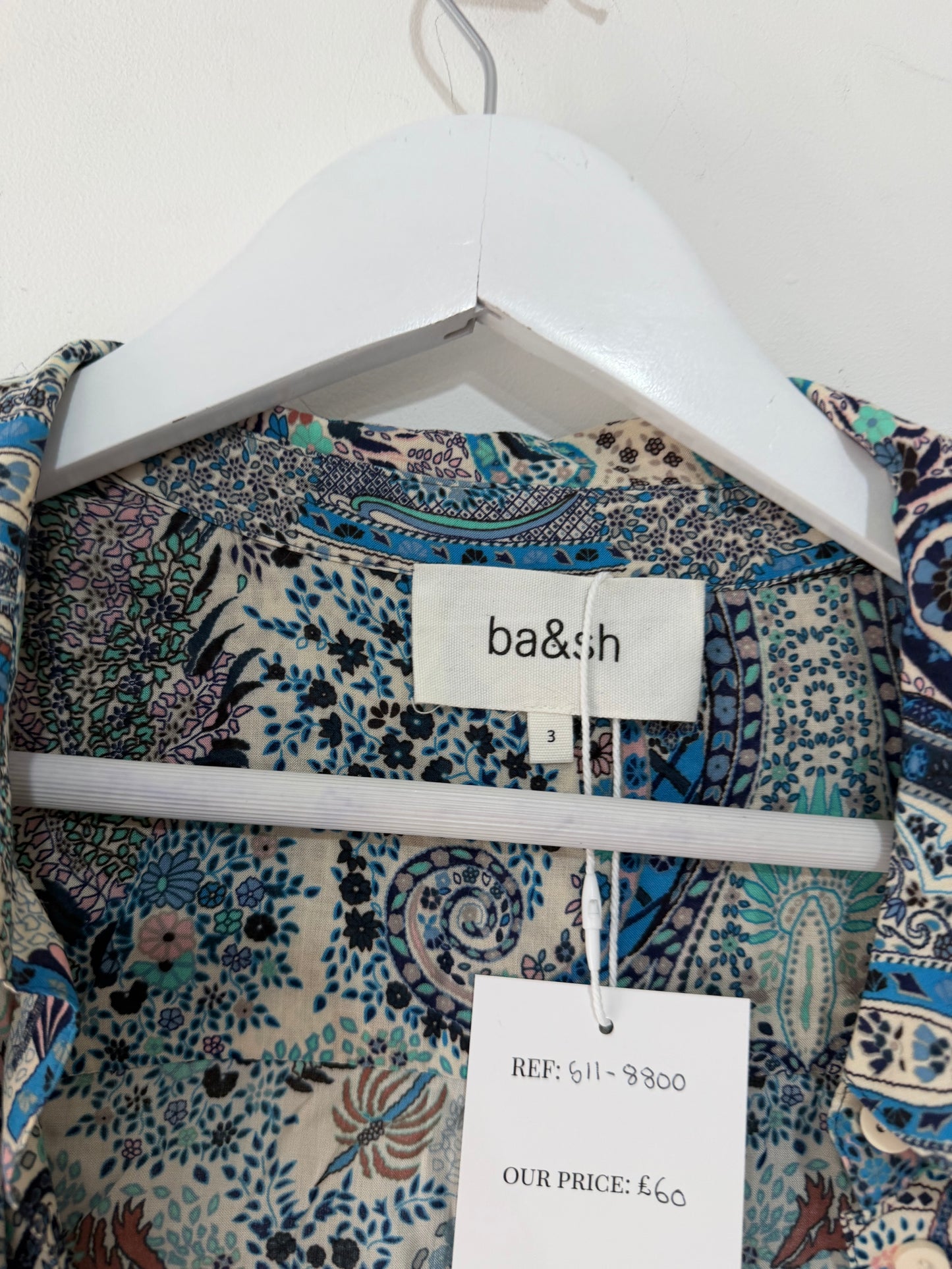 Preloved Blue Paisley Ba&sh Blouse, Size 3 (UK 12)