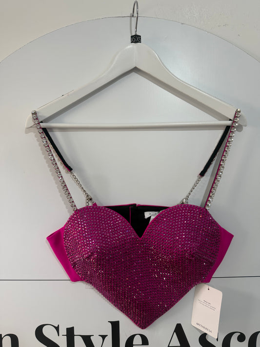 Crystal Trim Heart Top AREA  Brand New, Pink UK 8