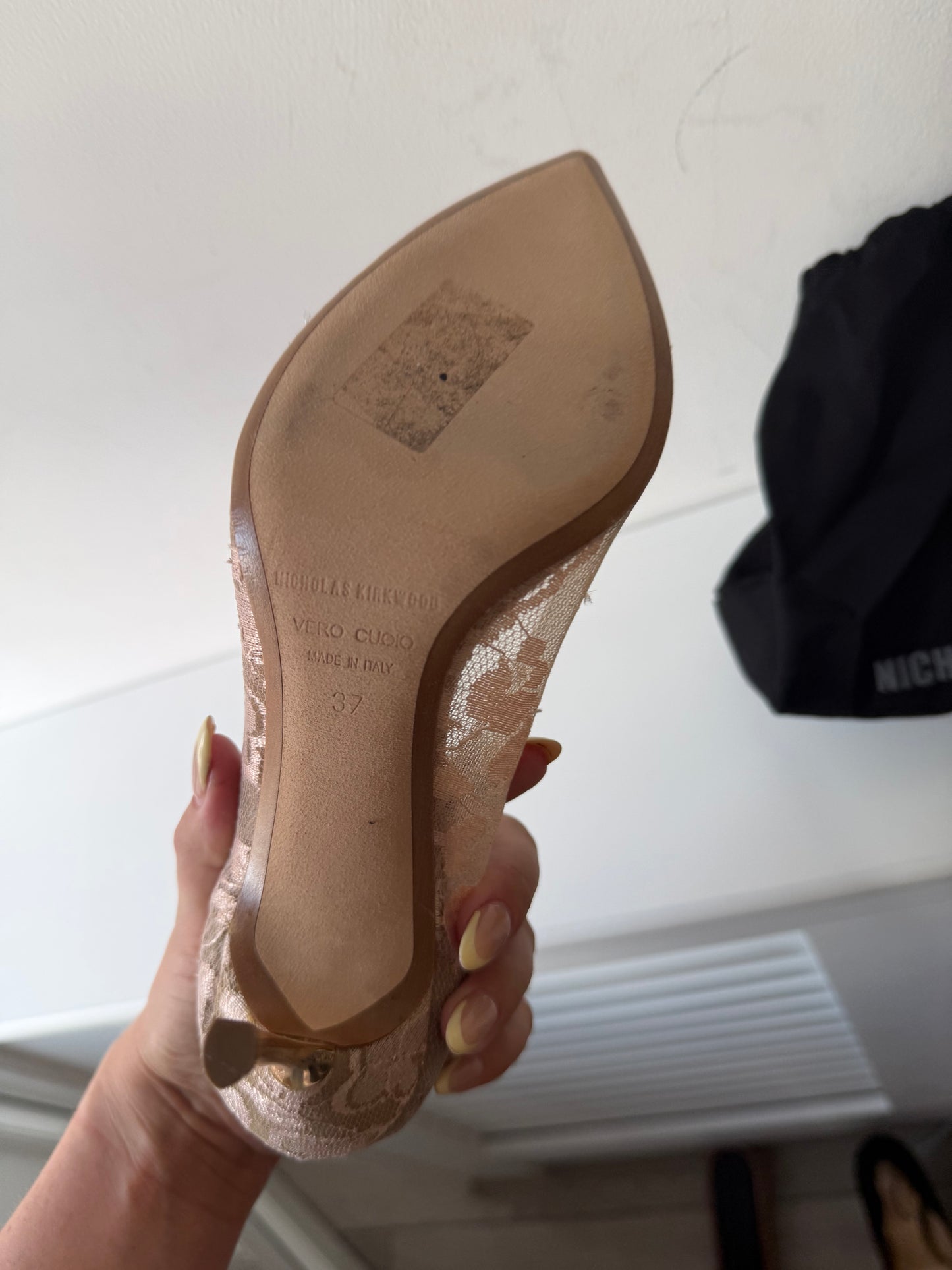 Preloved, Beige with Gold Heel Nicholas Kirkwood Heels, Size 37 - UK 4