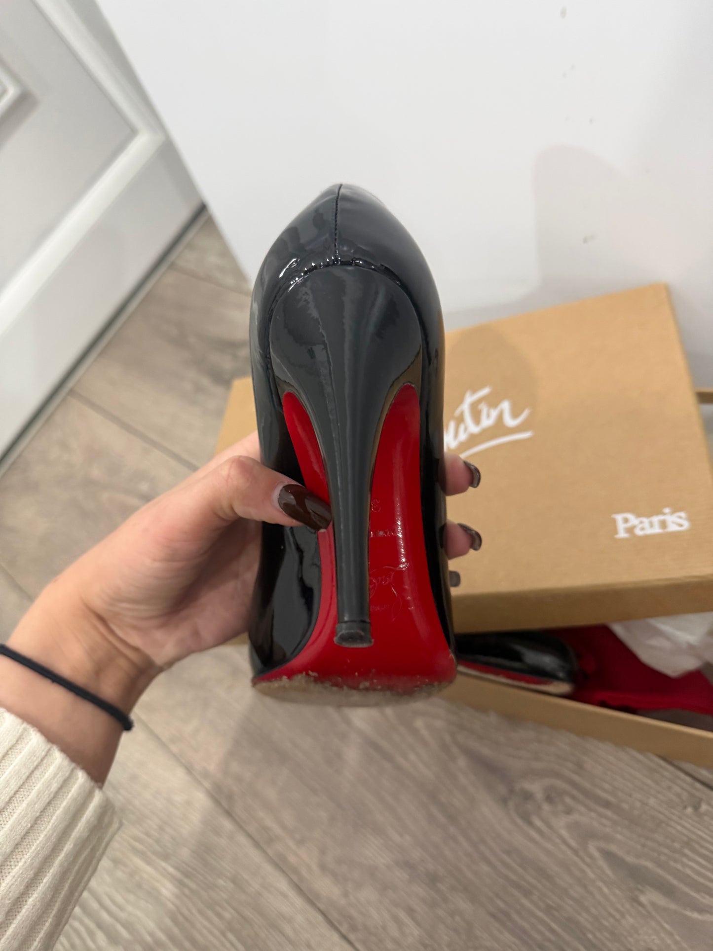 Patent Black Christian Louboutin Decollete 100, Size 37.5