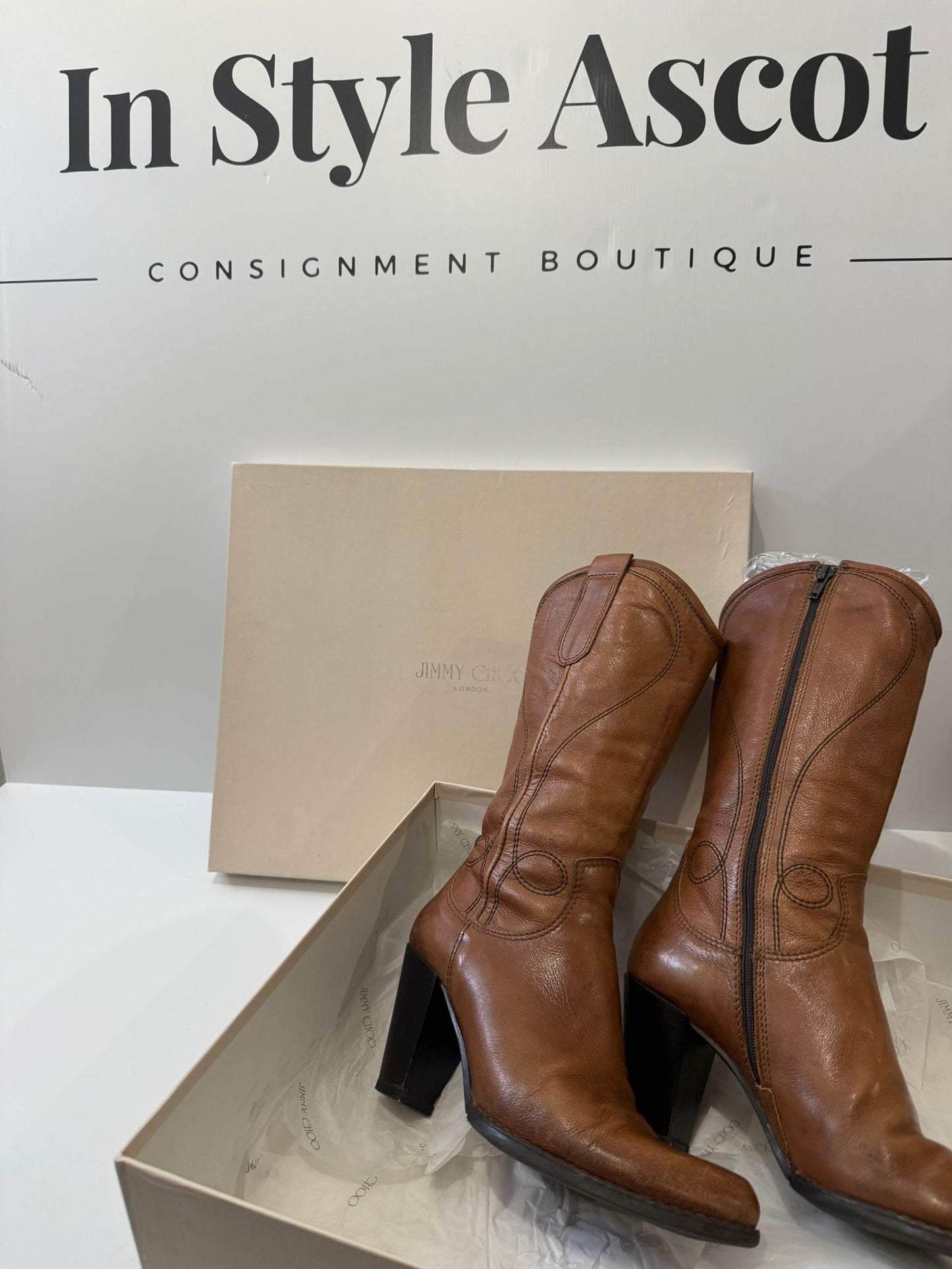 Brown Balmain Cowboy boots, 39/6