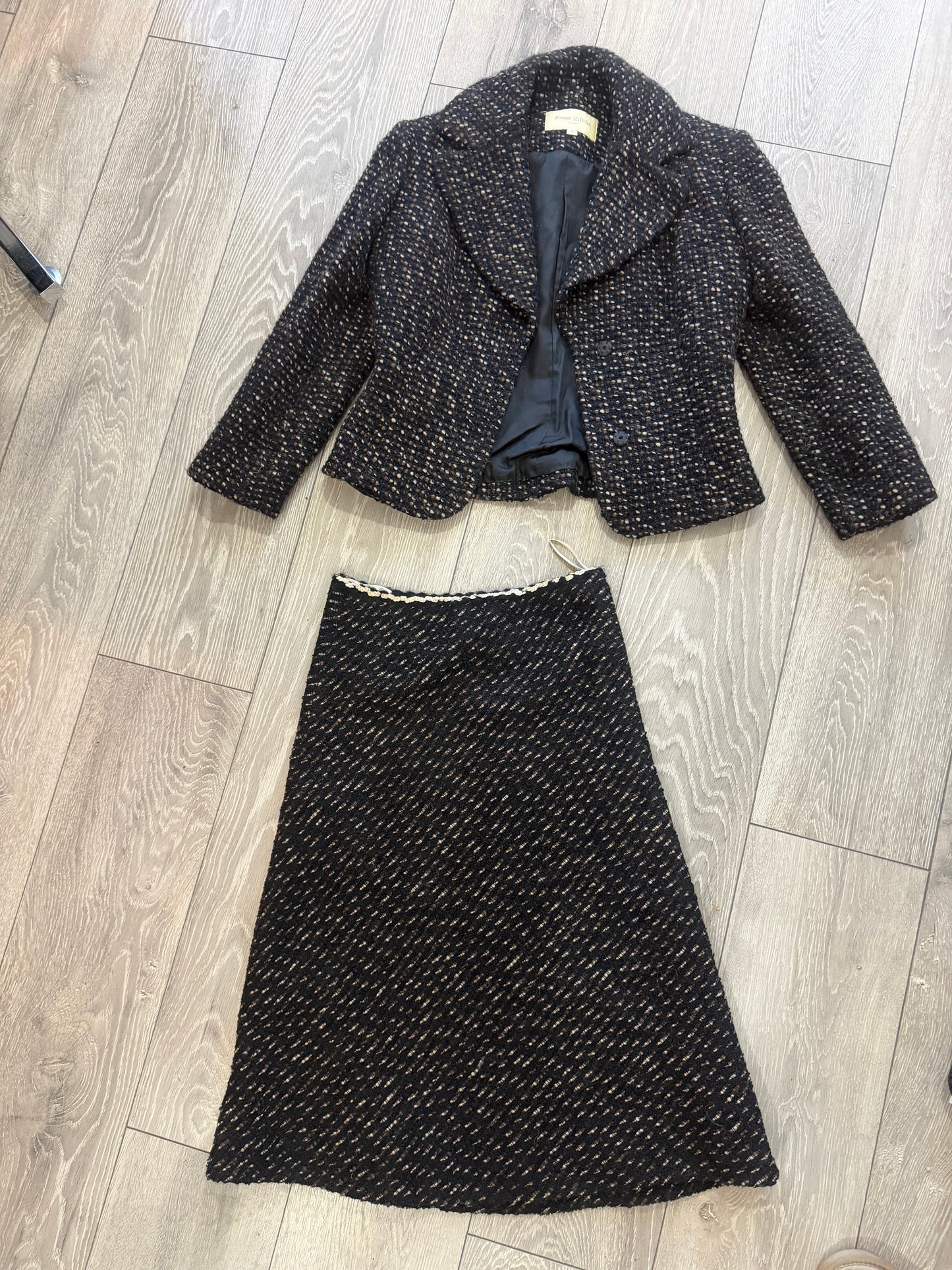 Brown Ronit Zilkha Skirt Suit Set, Small