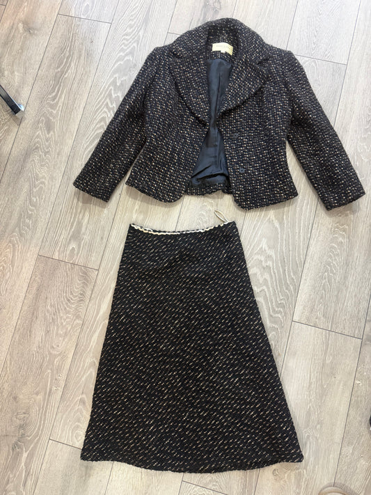 Brown Ronit Zilkha Skirt Suit Set, Small