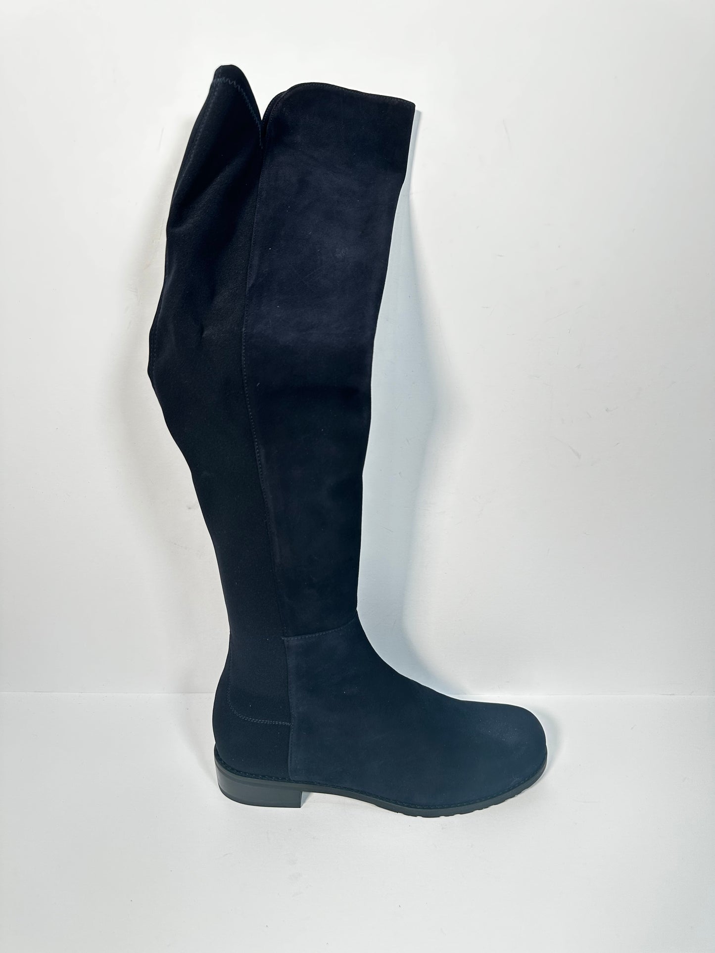 Navy Suede Stuart Wietzman Knee High Boots, Size 4.5/5