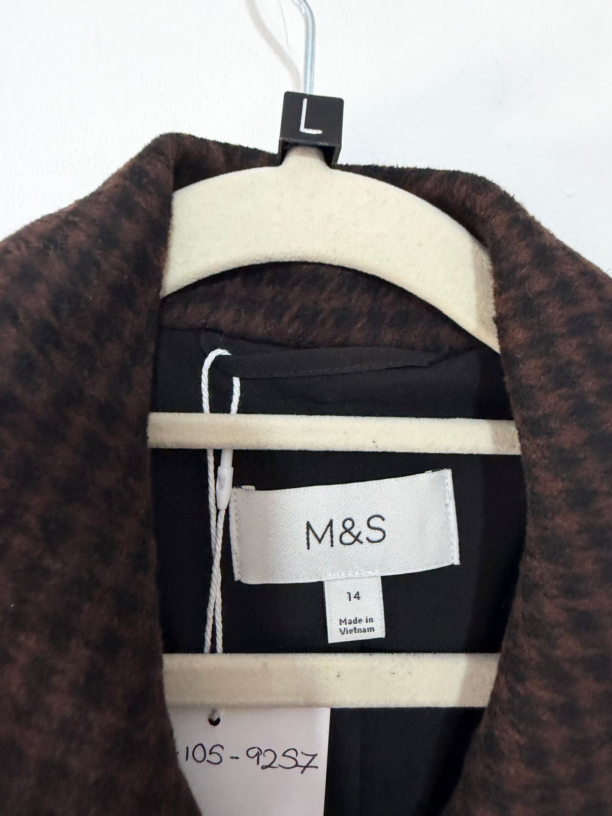 Preloved M&S Jacket Size 14 Brown Houndstooth