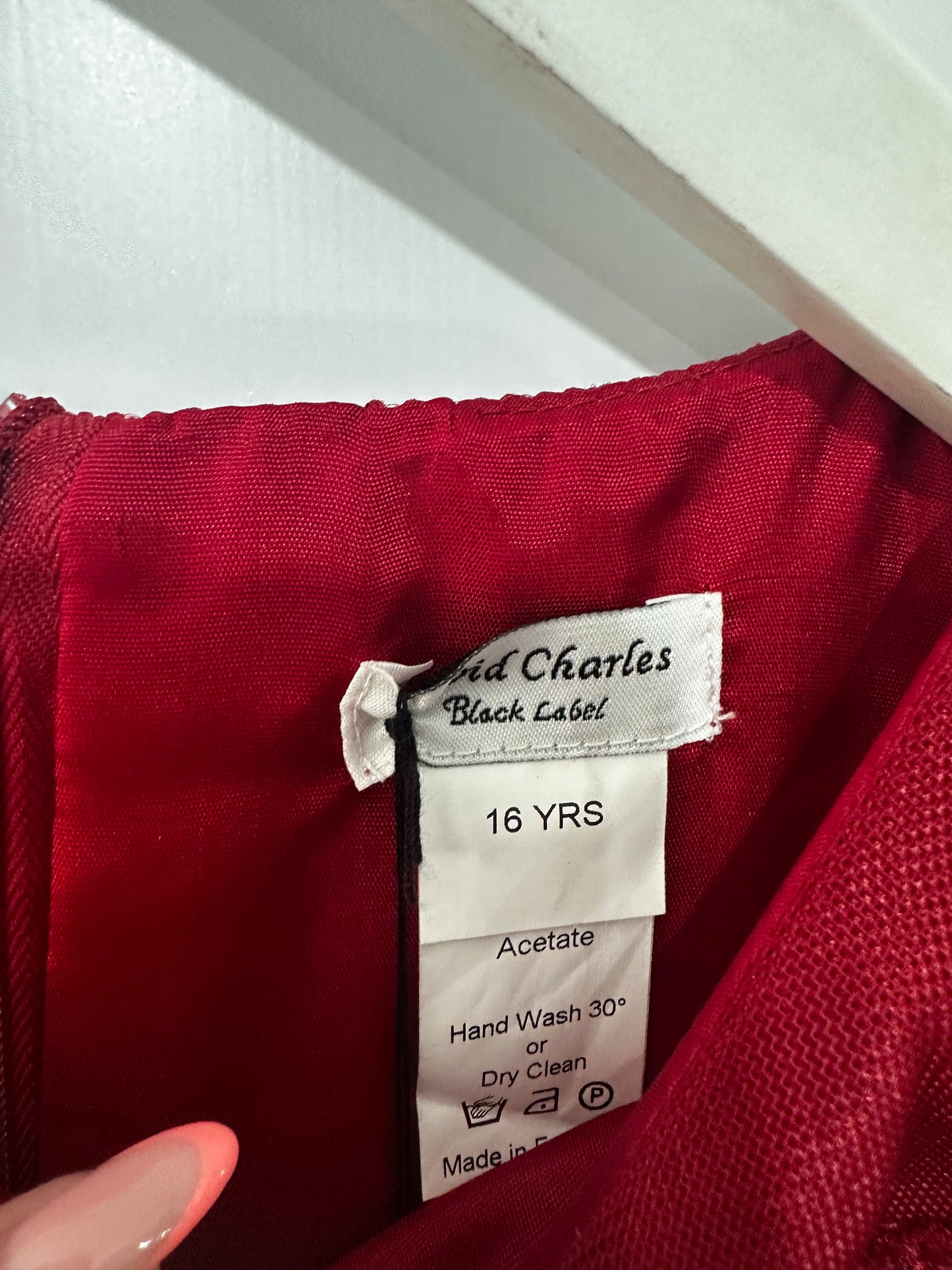 Burgundy David Charles Dress, Age 16 or UK XS