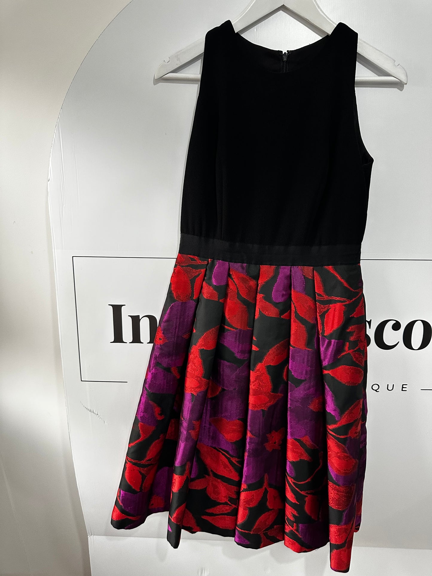 Black, Purple & Red Carmen Marc Valvo Dress, Size 6-8 UK