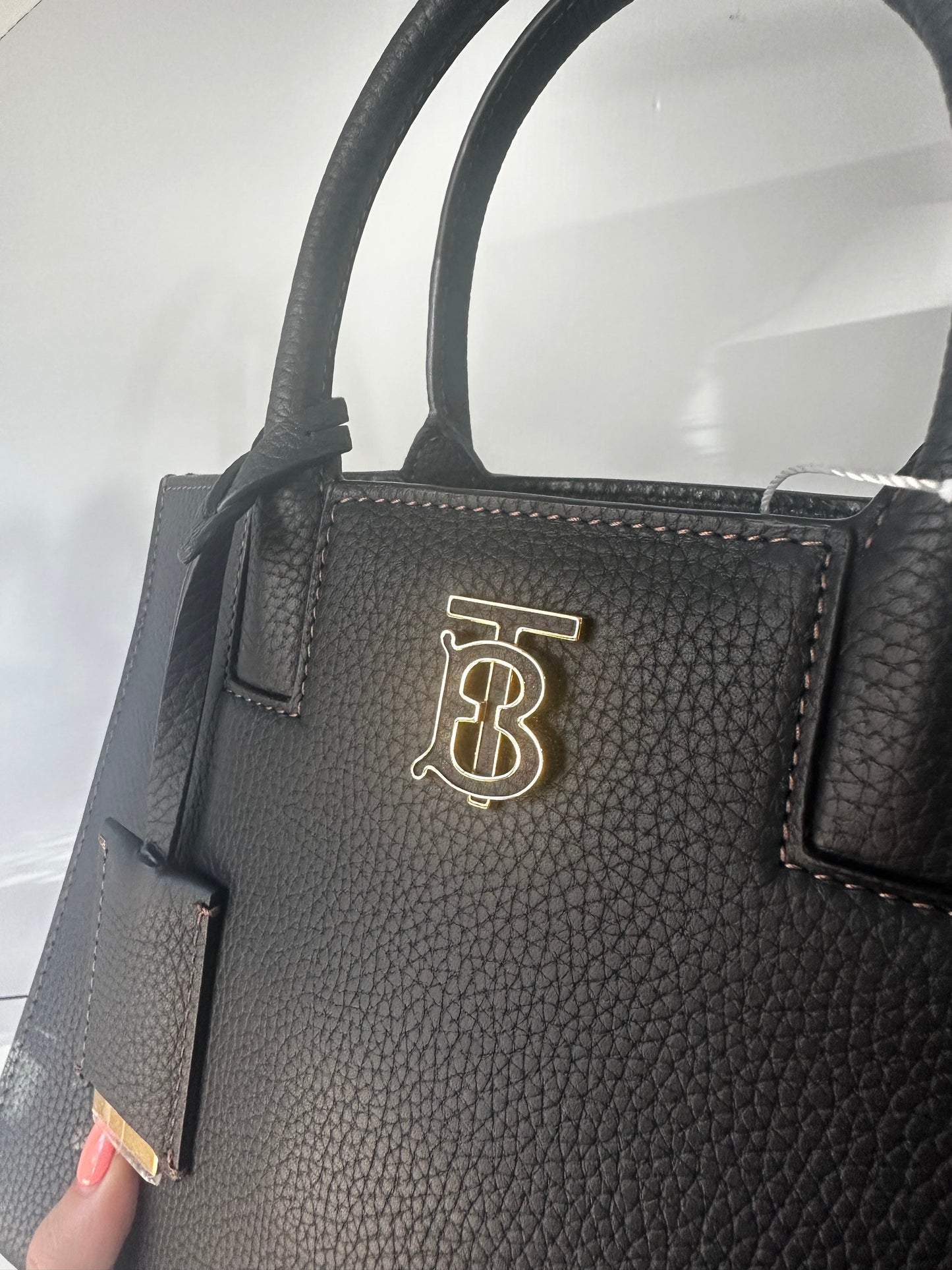 Black Burberry Frances Mini Leather Top Handle