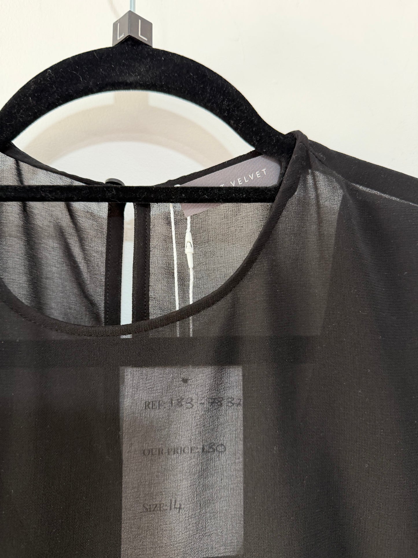 Preloved Black Mint Velvet Blouse, Size 14