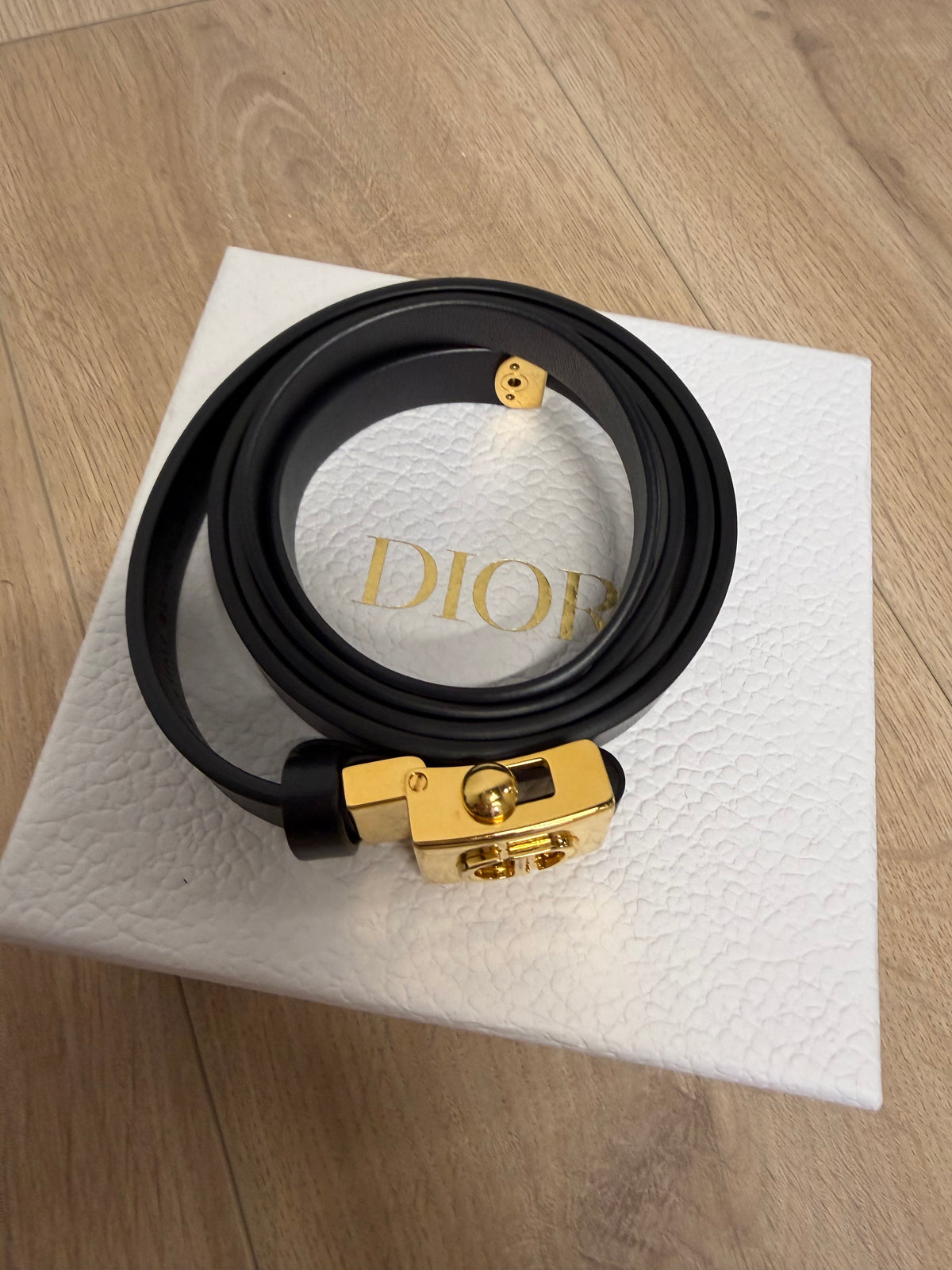 Preloved Christian Dior Belt 75cm Black with Gold hardware