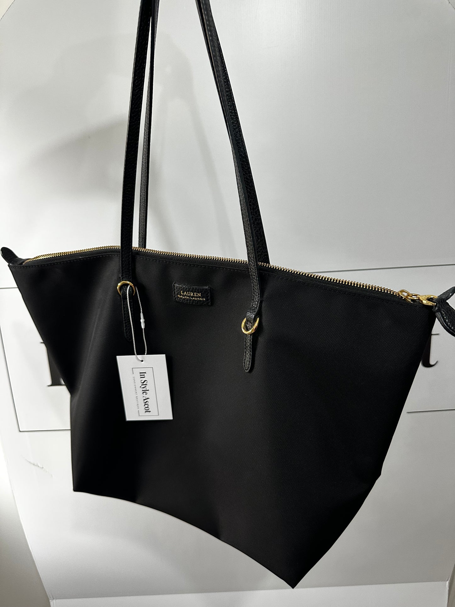 Black Ralph Lauren Canvas Tote Bag, Large