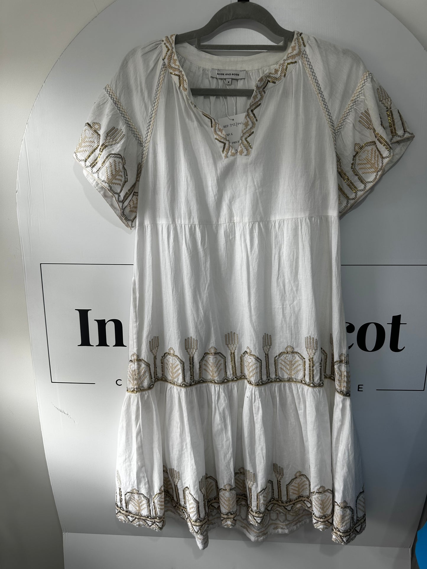 White Rose and rose Dress, Small