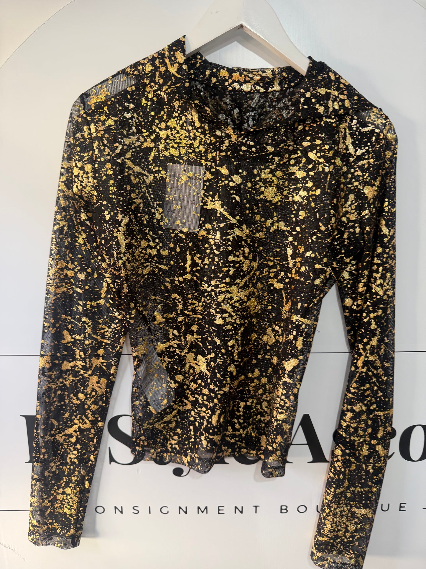 Black with gold splatter print Just Cavalli Top, 10