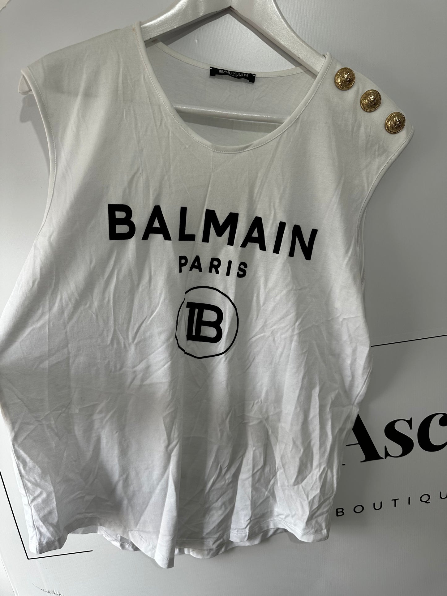 White & Gold Balmain Top, Size 12